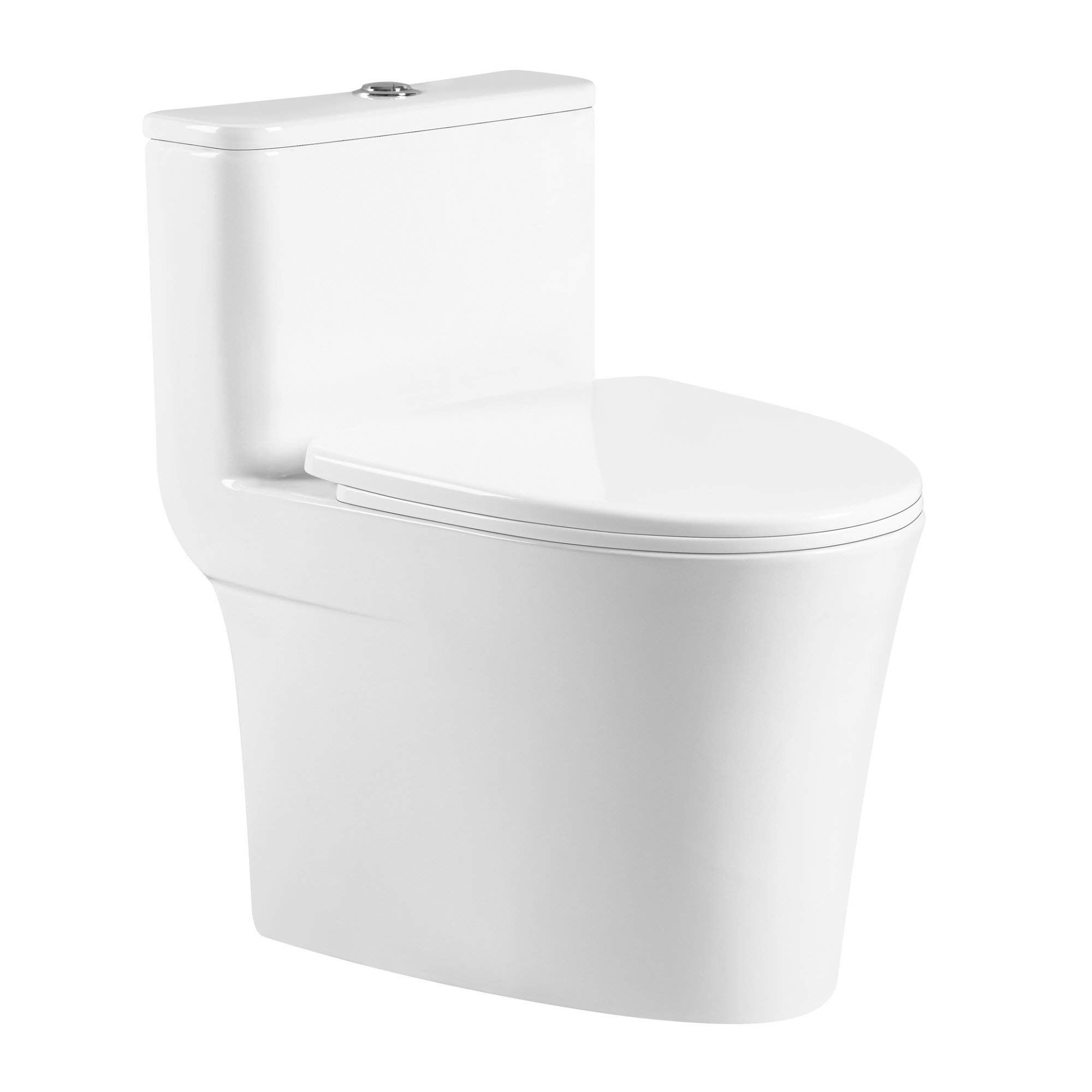 Modern One-Piece Toilet with High-Efficiency Dual Flush System | Compact Space-Saving Design | Round Toilet Seat | 12
