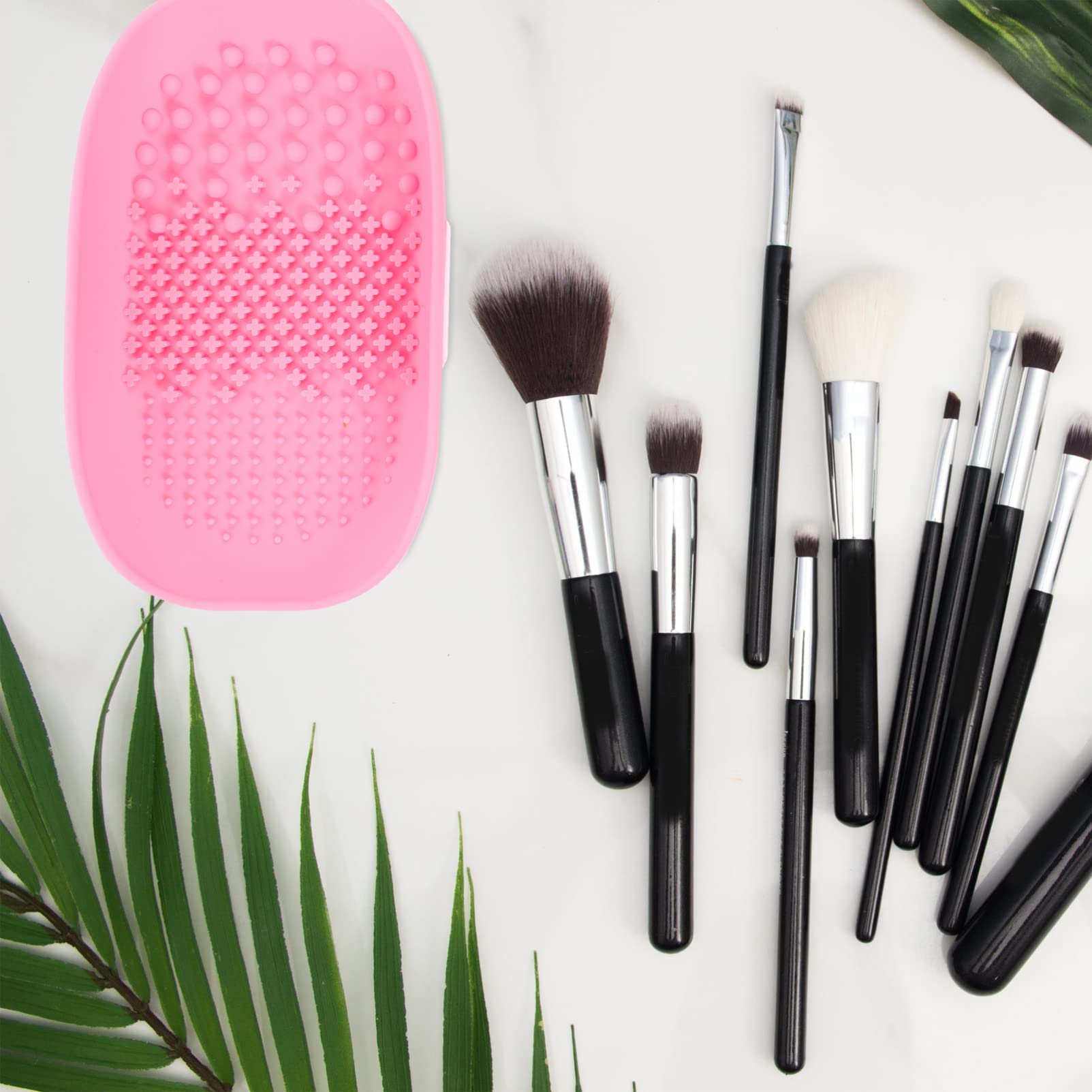 Silicone Makeup Brush Cleaning Pad - Foldable Face Brush Cleaner Tray with Scrubber Mat for Easy Makeup Tool Cleaning | Perfect for Home, Salon & Travel Use