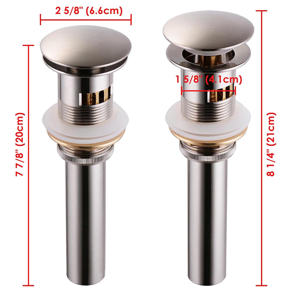 TheLAShop 1-5/8 Inch Brushed Nickel Sink Pop-Up Drain with Overflow & Tray - Perfect for Bathroom Vanity, Kitchen Sink, and Utility Sink Installation