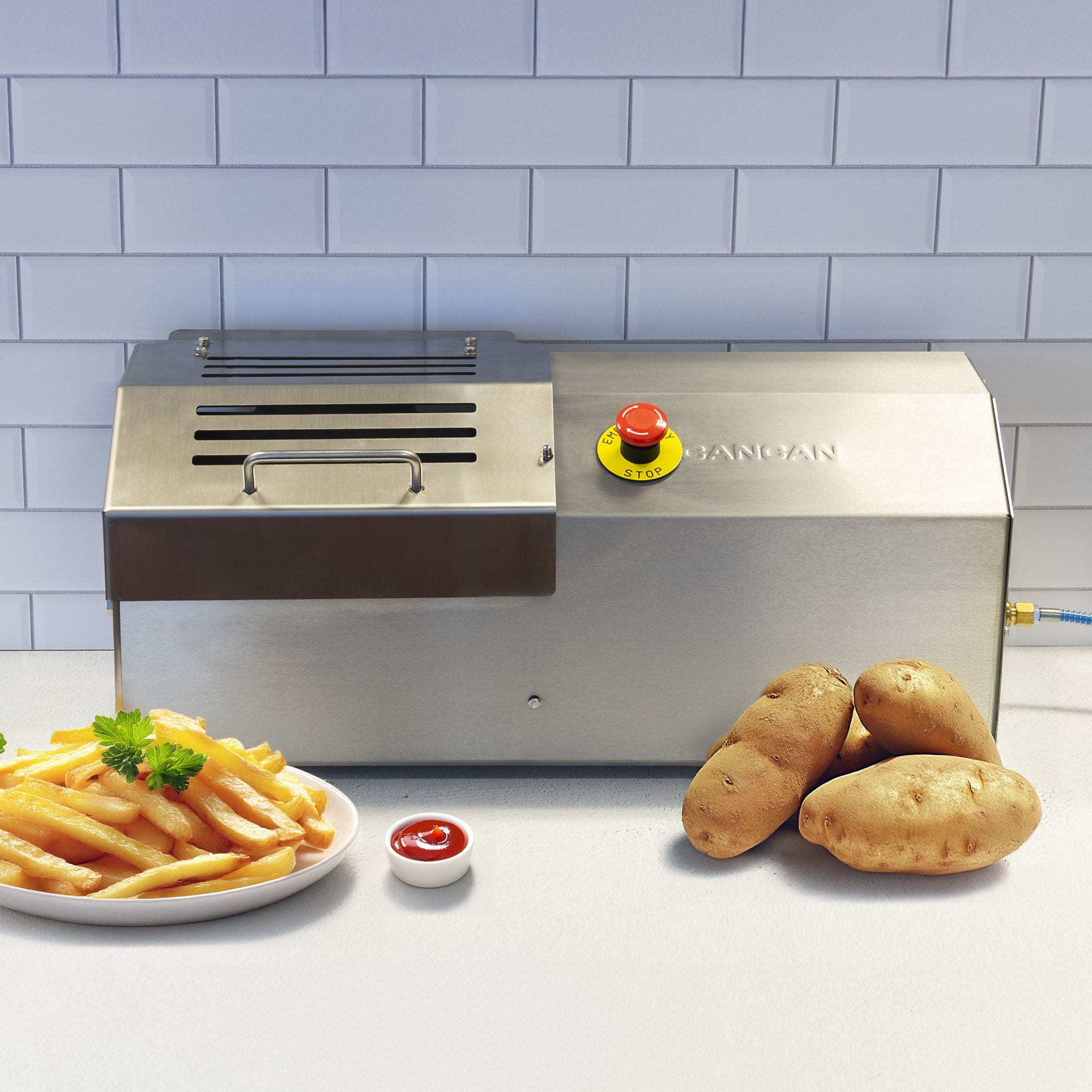 Cancan® Professional Pneumatic Potato Cutter - Commercial Grade French Fry Cutter for Restaurants, Fast Food Chains & Home Kitchens