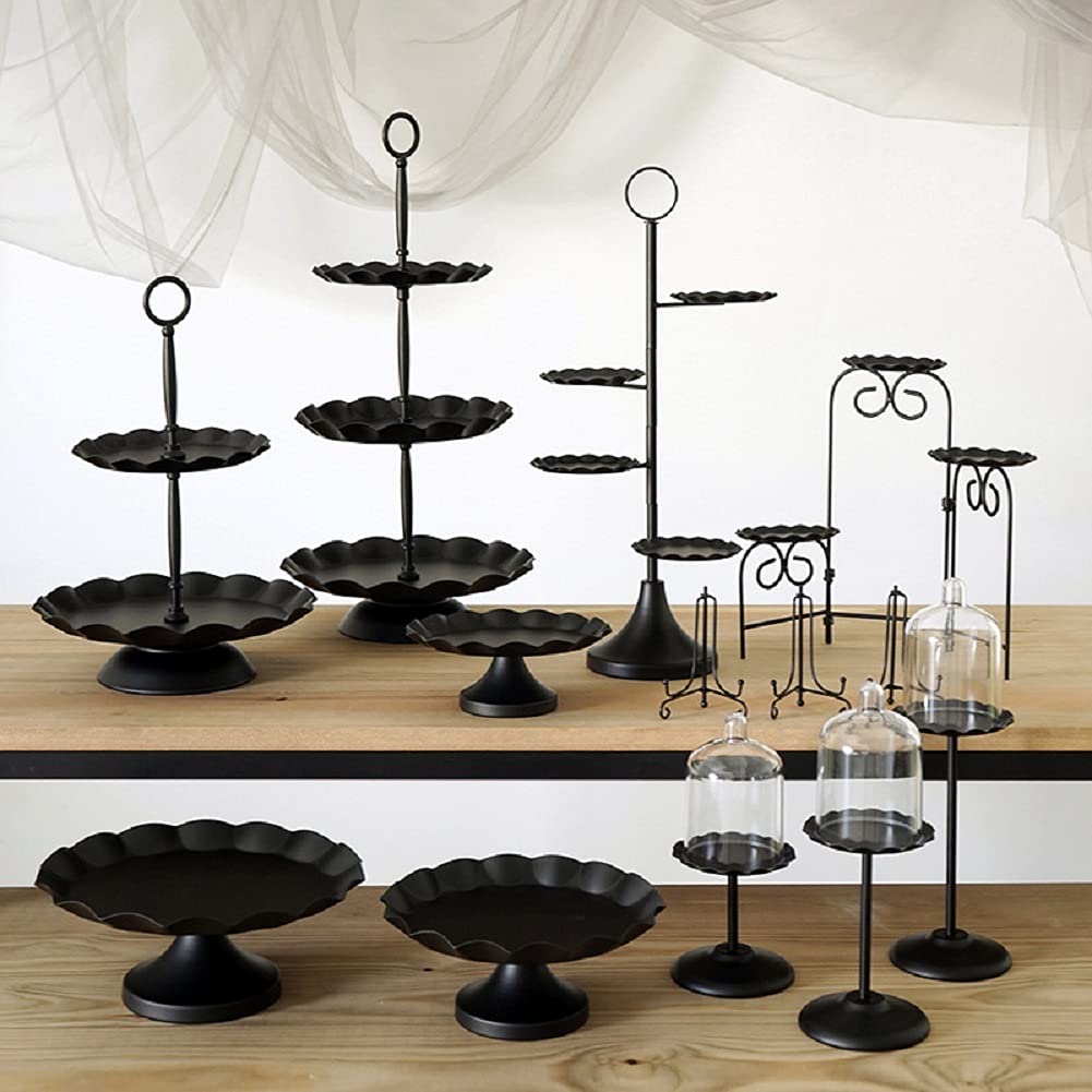 16PCS Black Metal Cake Stand Set - Cupcake Stands, Dessert Tray for Birthday Parties, Baby Showers & Weddings - Elegant Home Display Plates for Table Decoration & Dessert Presentation
