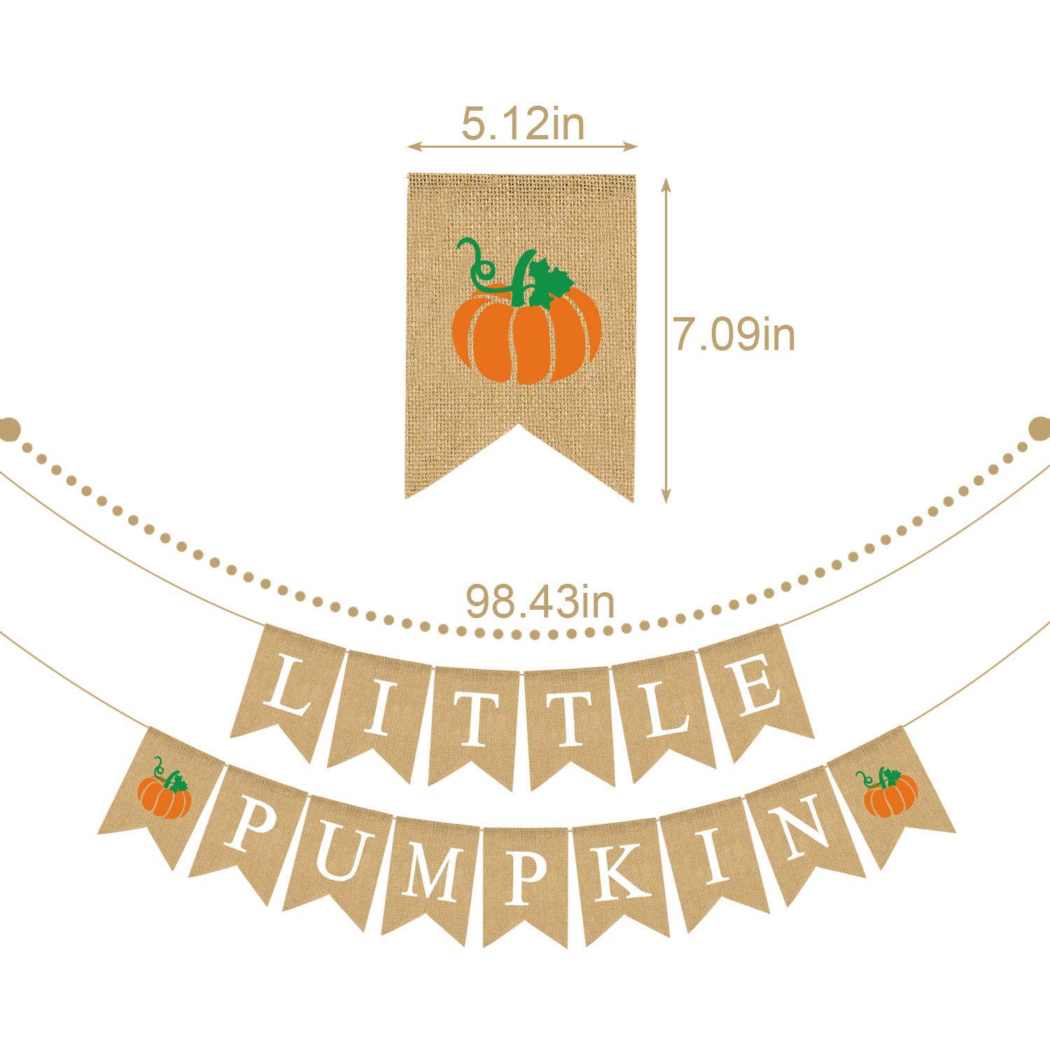 Natural Jute Burlap Pumpkin Banner - Fall Harvest Decor for Baby Shower, Gender Reveal, Birthday Party & Autumn Weddings - Rustic Farmhouse Garland for Seasonal Home Decor