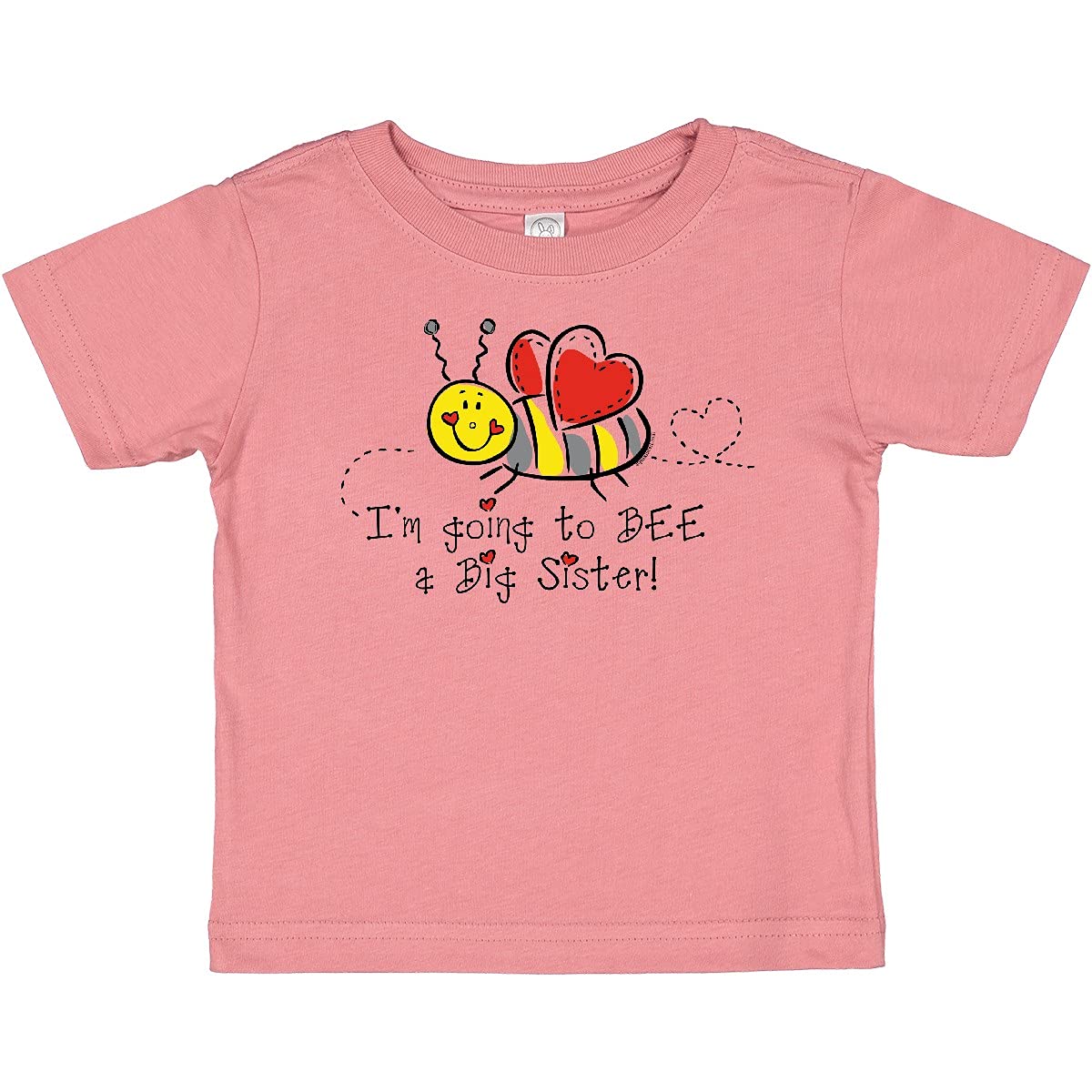 Inktastic Bee Future Big Sister Toddler T-Shirt - Cute Baby Girl Sibling Outfit for Birthday, Family Photos & Matching Sister Sets