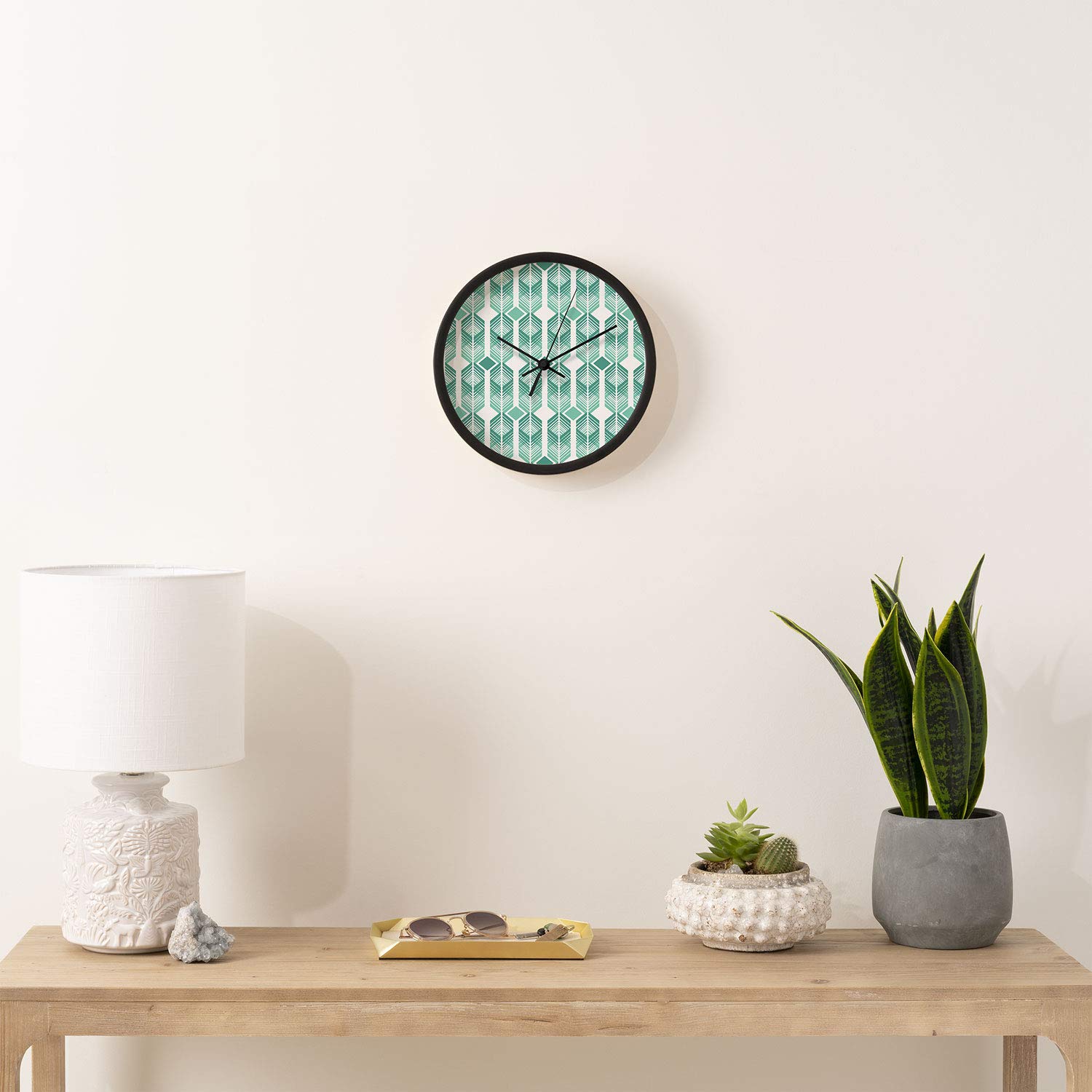 Deny Designs Heather Dutton Wall Clock - 12 Inch Round Modern Wall Clock with Black Frame & Hands - Perfect for Living Room, Bedroom, Office Decor