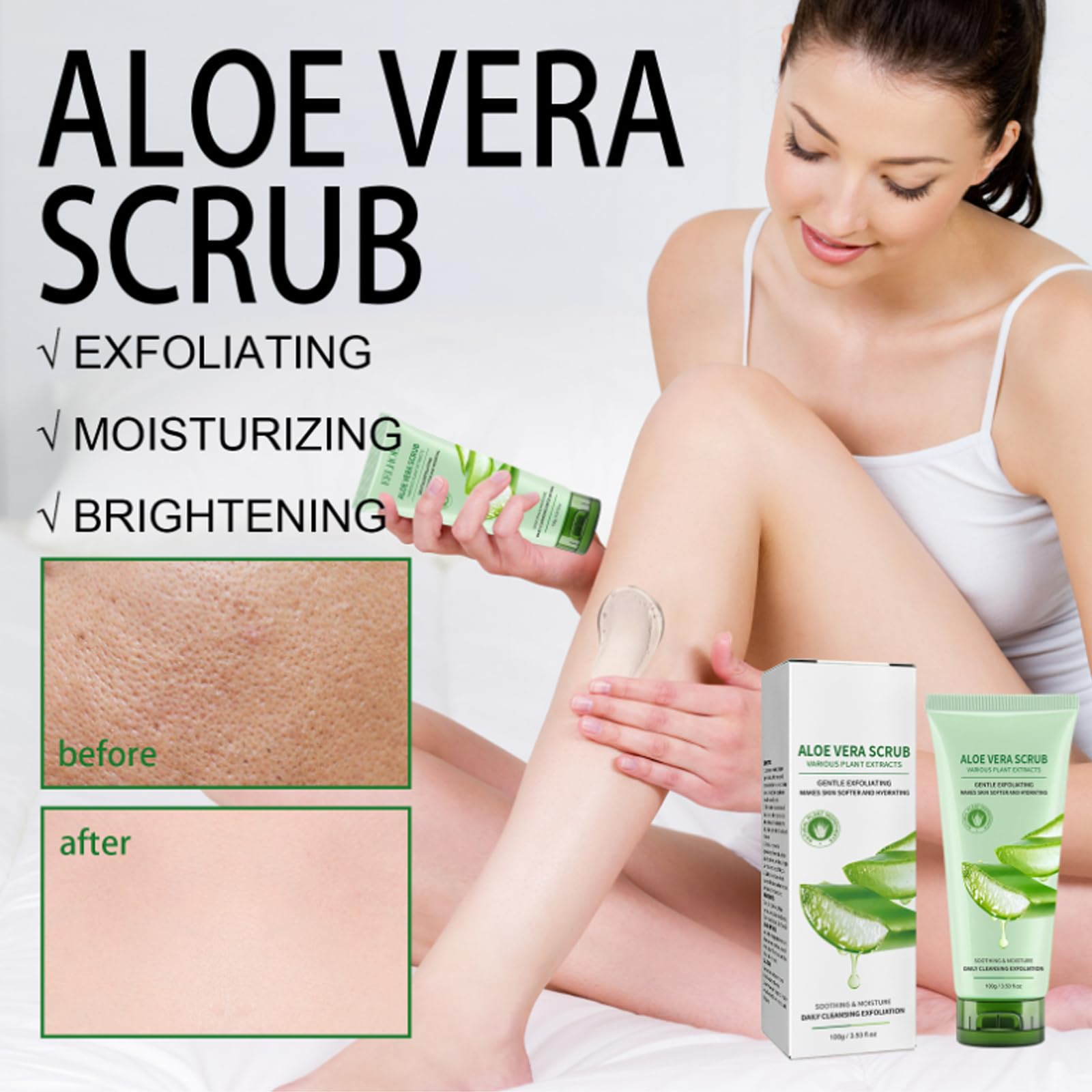 **Aloe Vera Exfoliating Cleansing Gel for Face & Body – Gentle Deep Cleansing & Nourishing Skin Scrub – 2PCS – Perfect for Daily Skincare & Spa Days**