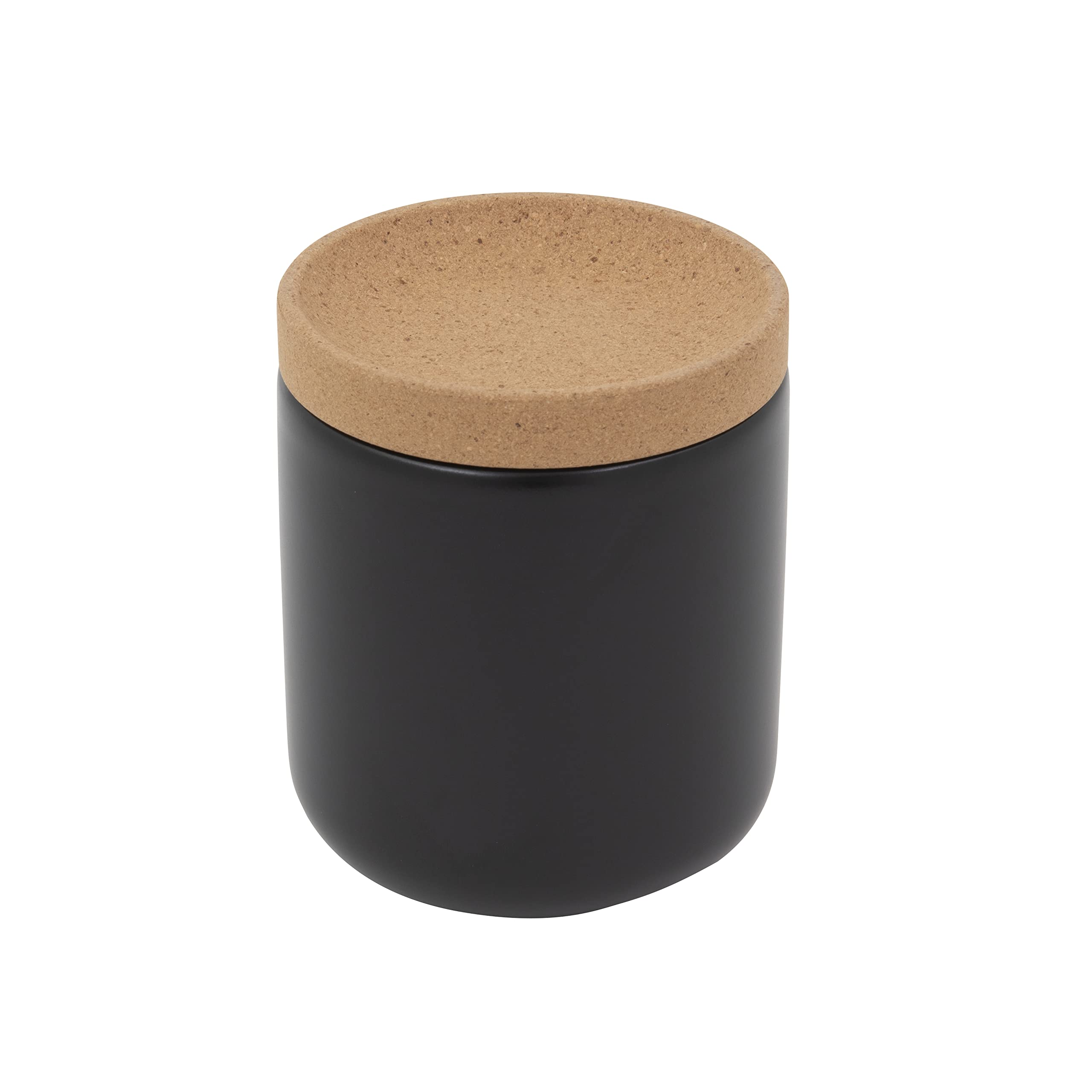 Ceramic & Cork Breathable Garlic Keeper - Stackable Space Saving Design with Natural Cork Lid & Black Ceramic - Perfect for Kitchen Storage, Pantry Organization & Keeping Garlic Fresh Longer