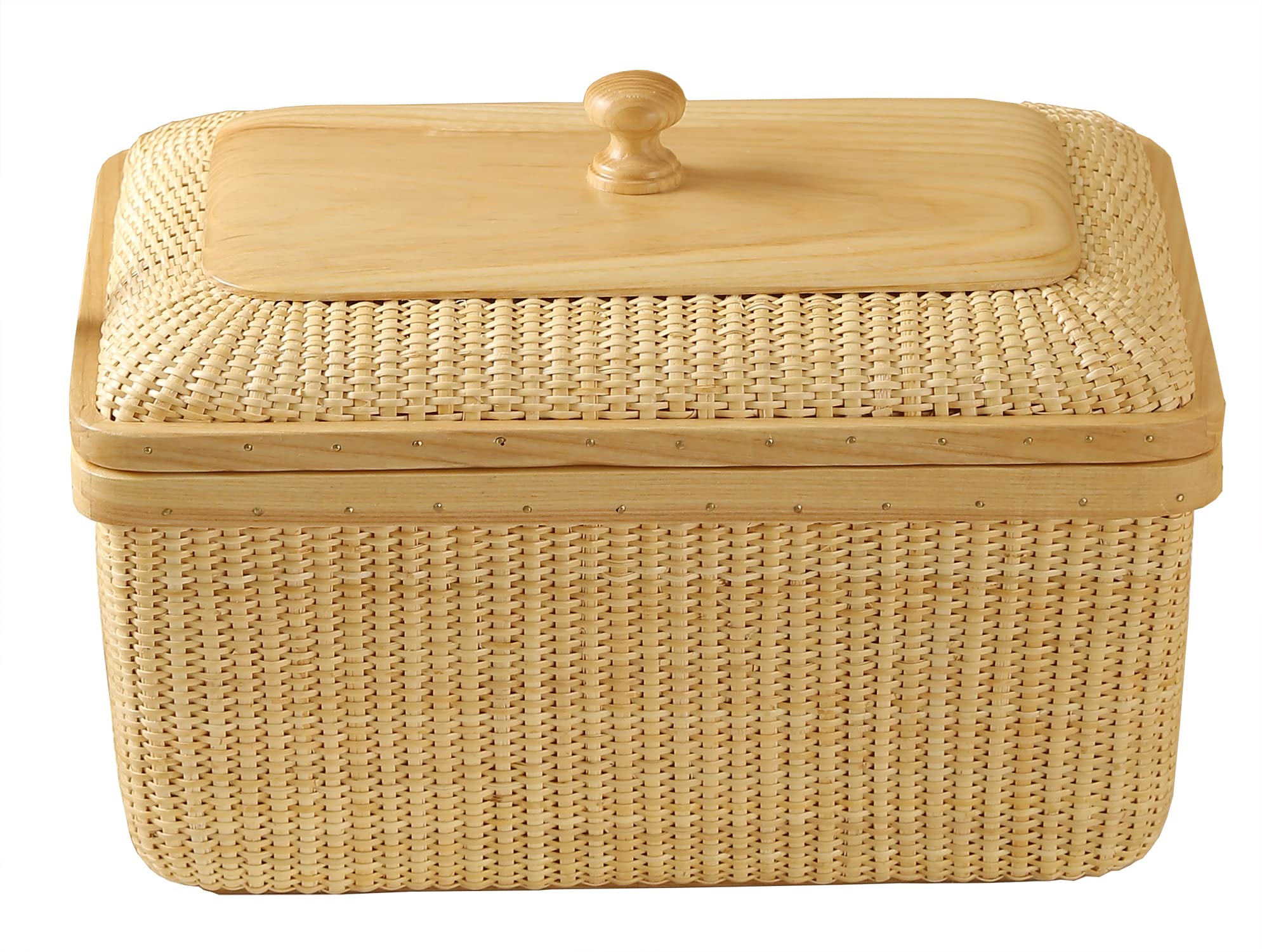 Modern Rattan & Solid Wood Storage Basket - Square Woven Jewelry Box, Fruit Basket for Dining Table & Living Room Decor | Perfect for Home Organization & Stylish Decor