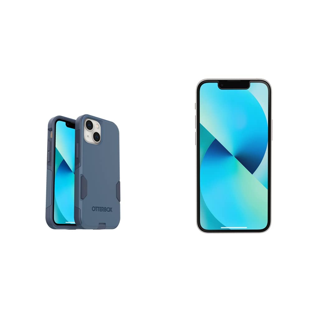 OtterBox Commuter Series Protective Case for iPhone 13 Mini & iPhone 12 Mini - Rock Skip Way + OTTERBOX Performance Plus Tempered Glass Screen Protector for iPhone 13 Mini (Clear) - Slim Shockproof Cover with Raised Edges for Daily Use, Work & Outdoor Activities