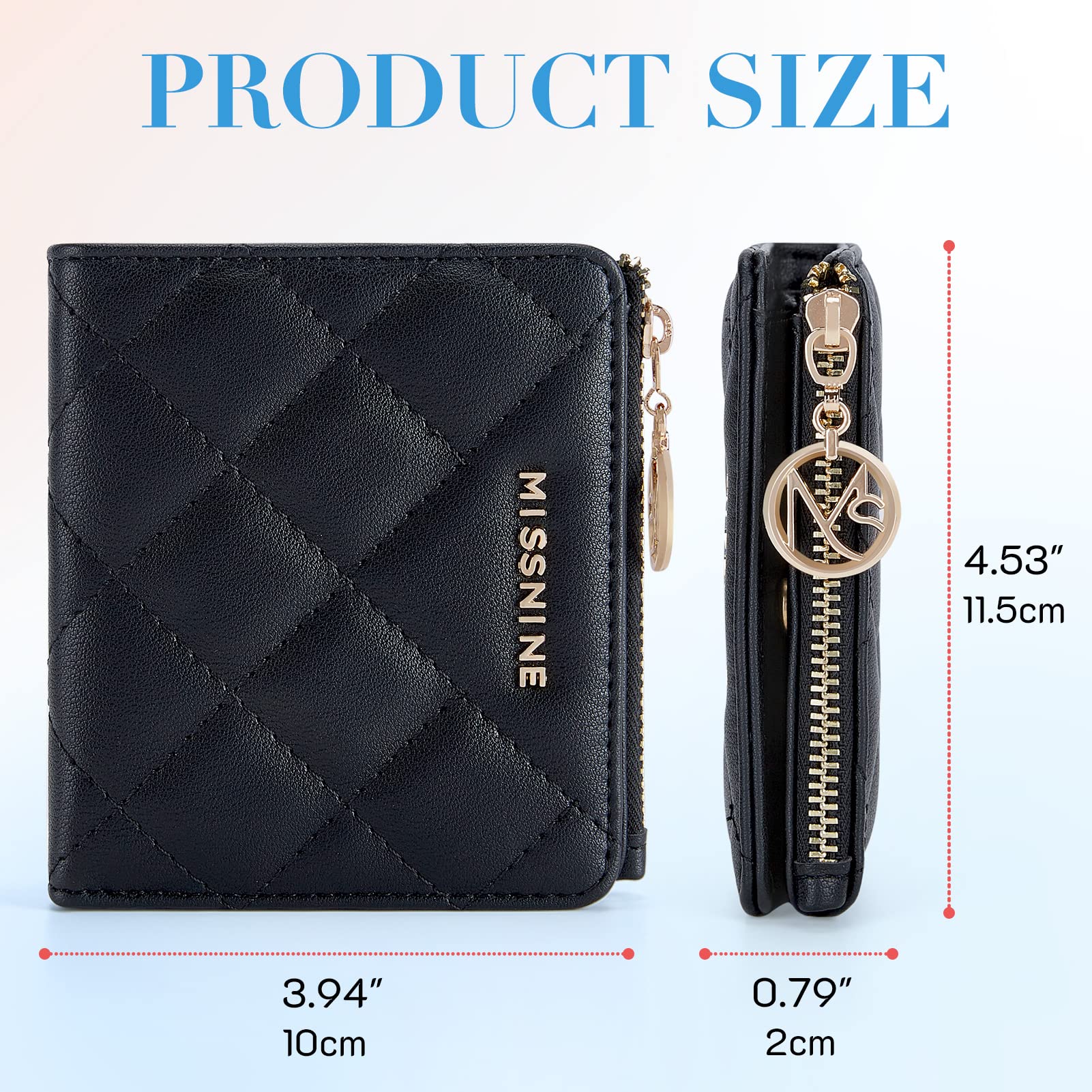 Missnine RFID Blocking Small Wallet for Women - Compact Bifold Purse with ID Window & Coin Pocket - Pink Quilted Leather Card Holder (Perfect for Travel, Shopping & Everyday Use)