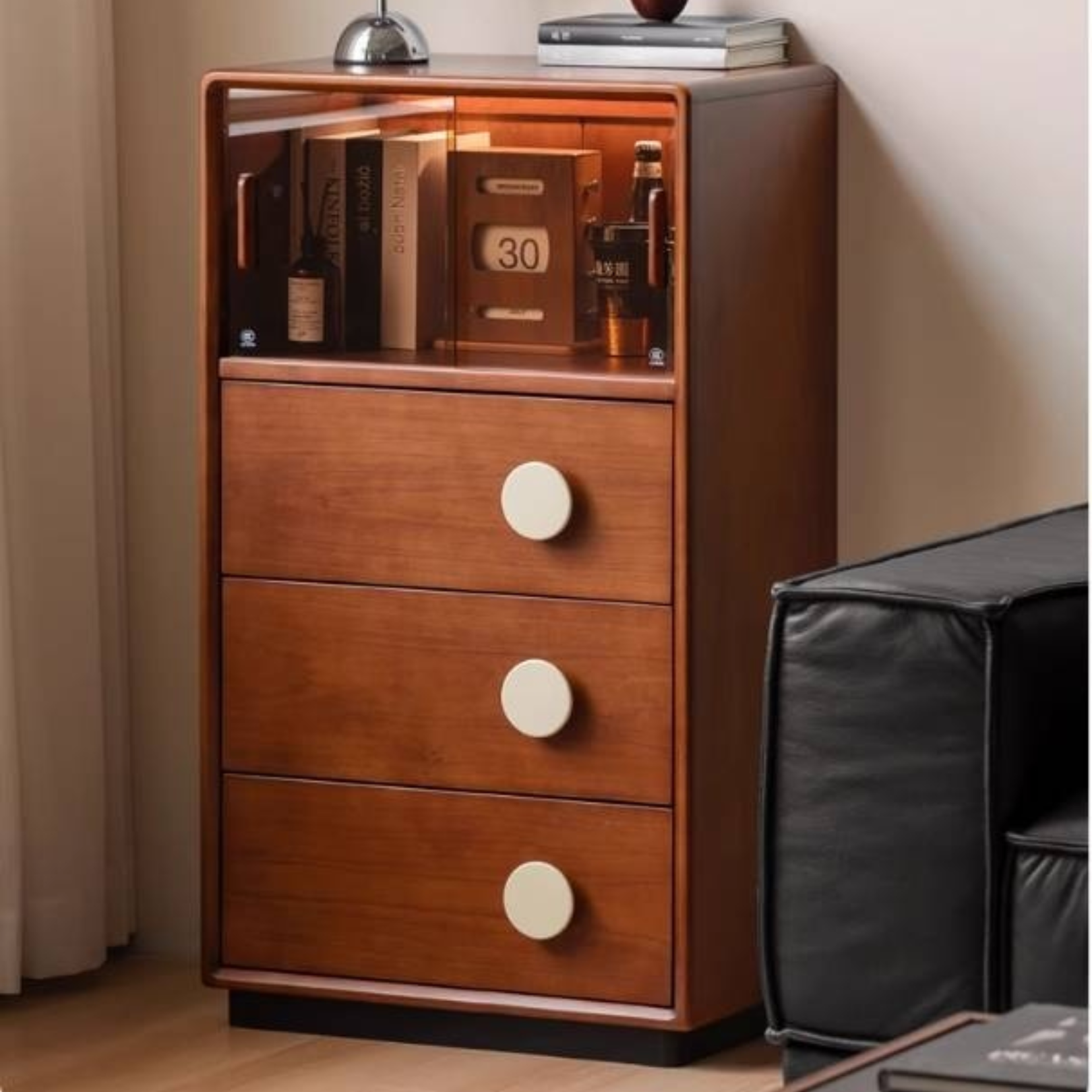 Antique Style Poplar Solid Wood Side Cabinet for Living Room, Bedroom & Entryway - Rustic Floor Storage Organizer with Drawers & Shelves