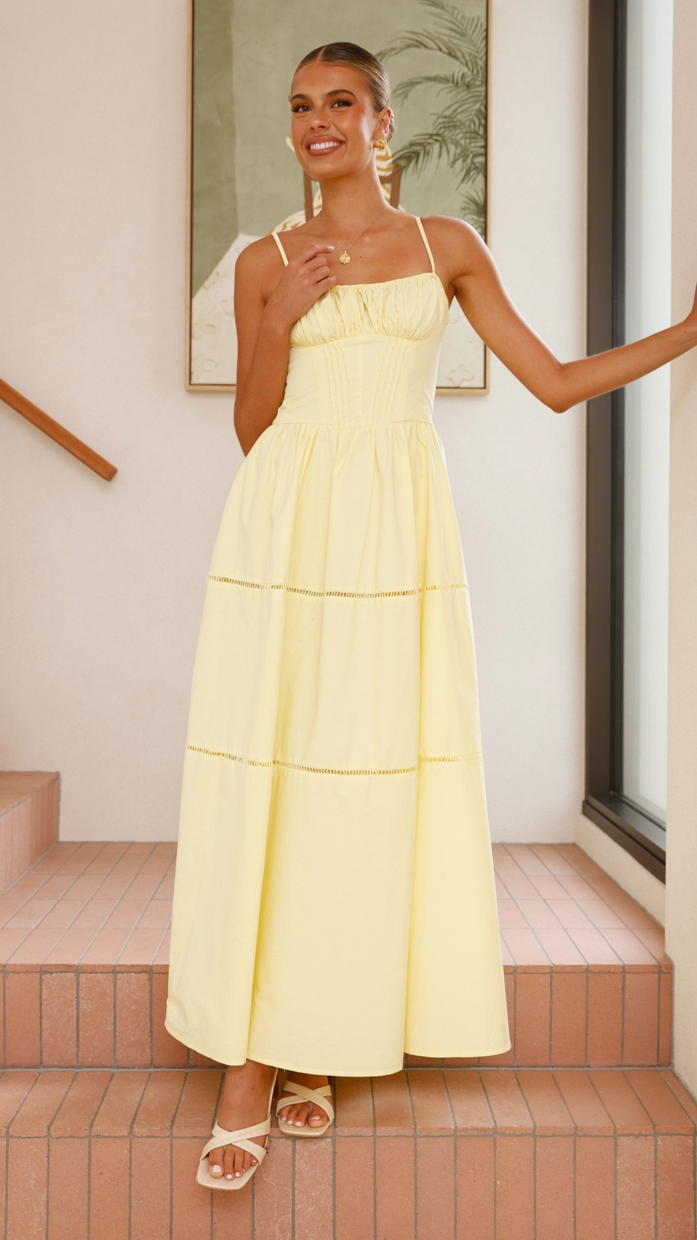 Isabella Maxi Dress for Women - Flowy Long Summer Dress in Yellow - Perfect for Beach, Vacation & Casual Outings