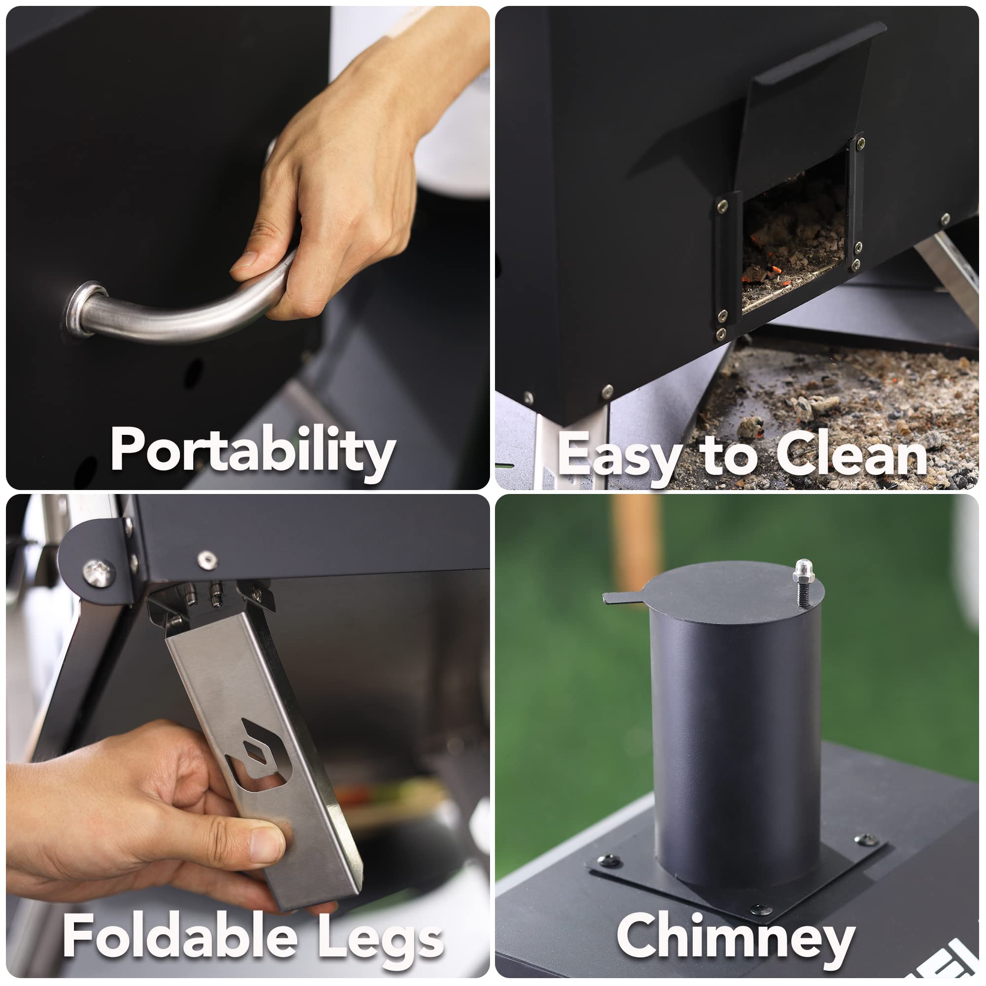 Outdoor Wood Fired Pizza Oven with Pizza Stone, Peel & Rack - 26 Inch Portable Camping Oven with Waterproof Cover & Folding Legs for Backyard, BBQ, Picnics & Gifts | Perfect for Outdoor Cooking, Parties & Family Gatherings