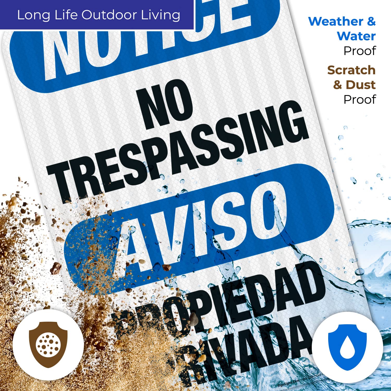 Bilingual No Trespassing Sign - OSHA Approved 12x18 Inch Aluminum Sign with 3M EGP Reflective Coating | Fade Resistant for Indoor & Outdoor Use | Made in USA | Perfect for Construction Sites, Warehouses & Private Property Security