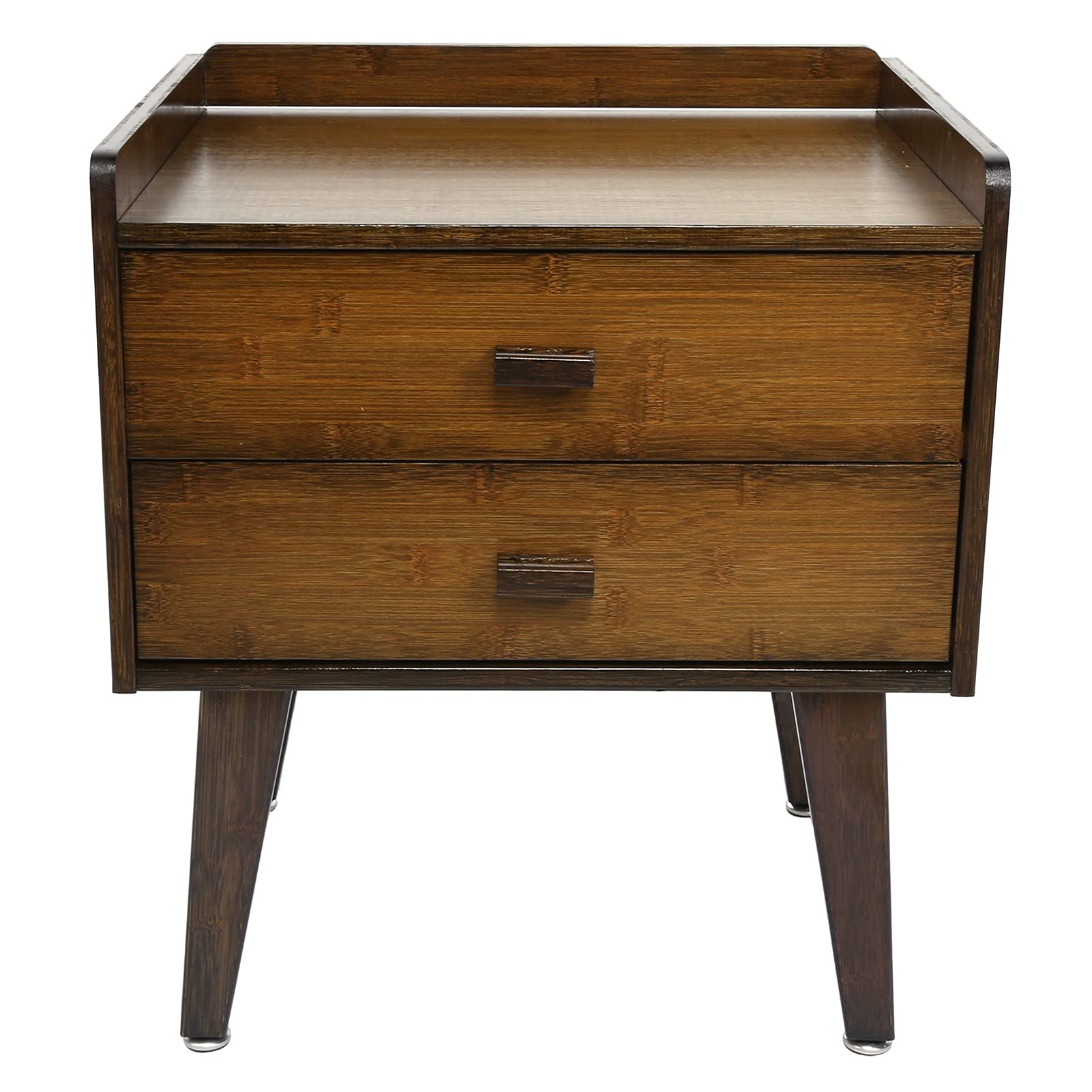 Nordic Style Wooden Nightstand with 2 Drawers - Simple Bedside Table for Small Apartment Bedroom - Walnut Finish Storage Cabinet | Perfect for Modern Minimalist Bedrooms, Dorm Rooms & Studio Apartments