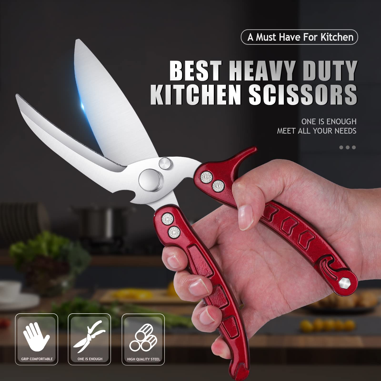 DRAGON RIOT Heavy Duty Poultry Shears - Stainless Steel Kitchen Scissors for Chicken & Meat Cutting - Dishwasher Safe, Perfect for Thanksgiving Prep & Everyday Cooking