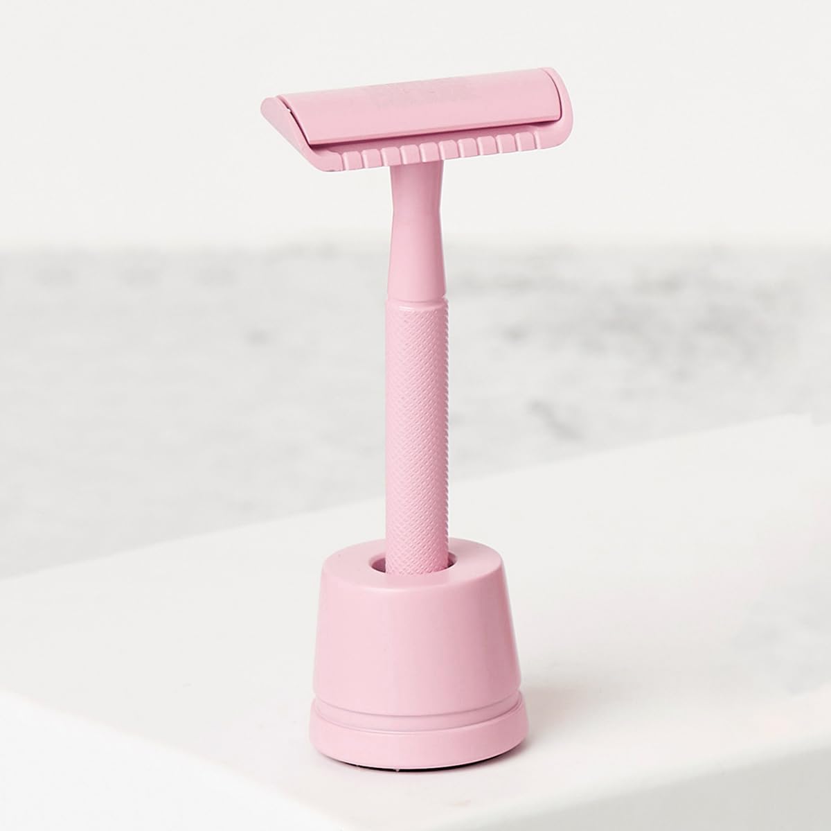 Jungle Culture Stainless Steel Safety Razor & Stand with 10 Double Edge Blades - Eco-Friendly Metal Razor for Women & Men - Face & Body Shaving - Reusable Wet Shaver (Pink) - Perfect for Travel, Home Use & Sustainable Grooming Routine