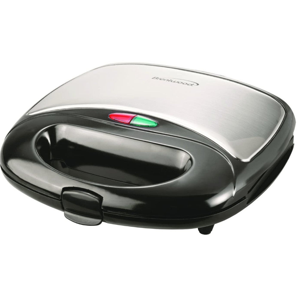 BRENTWOOD TS 243 Stainless Steel Waffle Maker - 4 Slice Belgian Waffle Iron with Adjustable Temperature - Perfect for Breakfast, Brunch & Family Gatherings