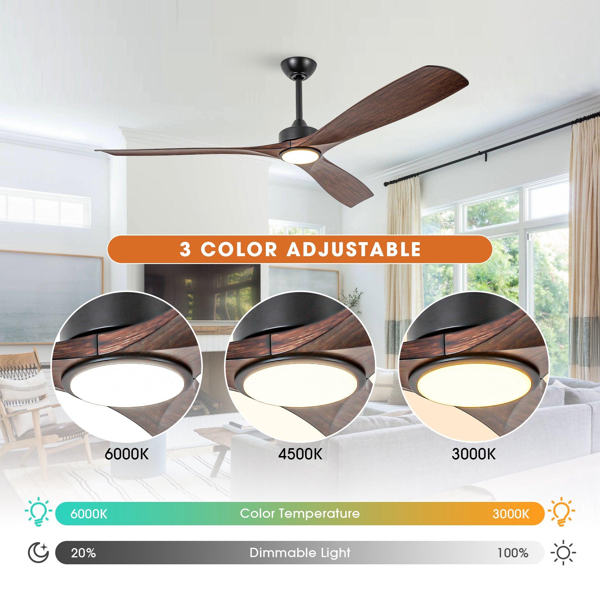 60 Inch Alexi DC Motor Modern Ceiling Fan with LED Light and Remote Control - Perfect for Living Room, Bedroom, and Office Spaces