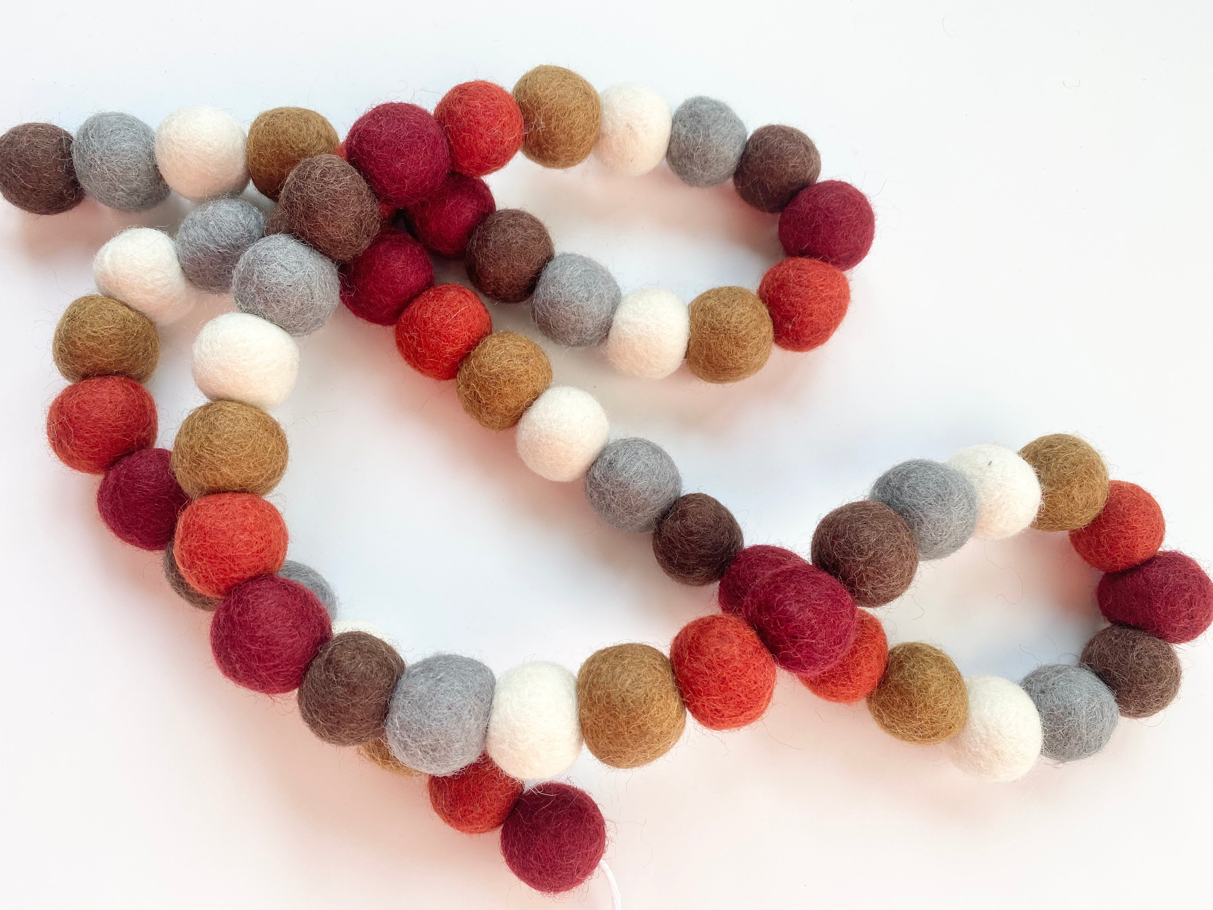 Festive Christmas Sweater Inspired Felt Ball Garland - Holiday Home Decor for Tree, Mantel & Party Decoration