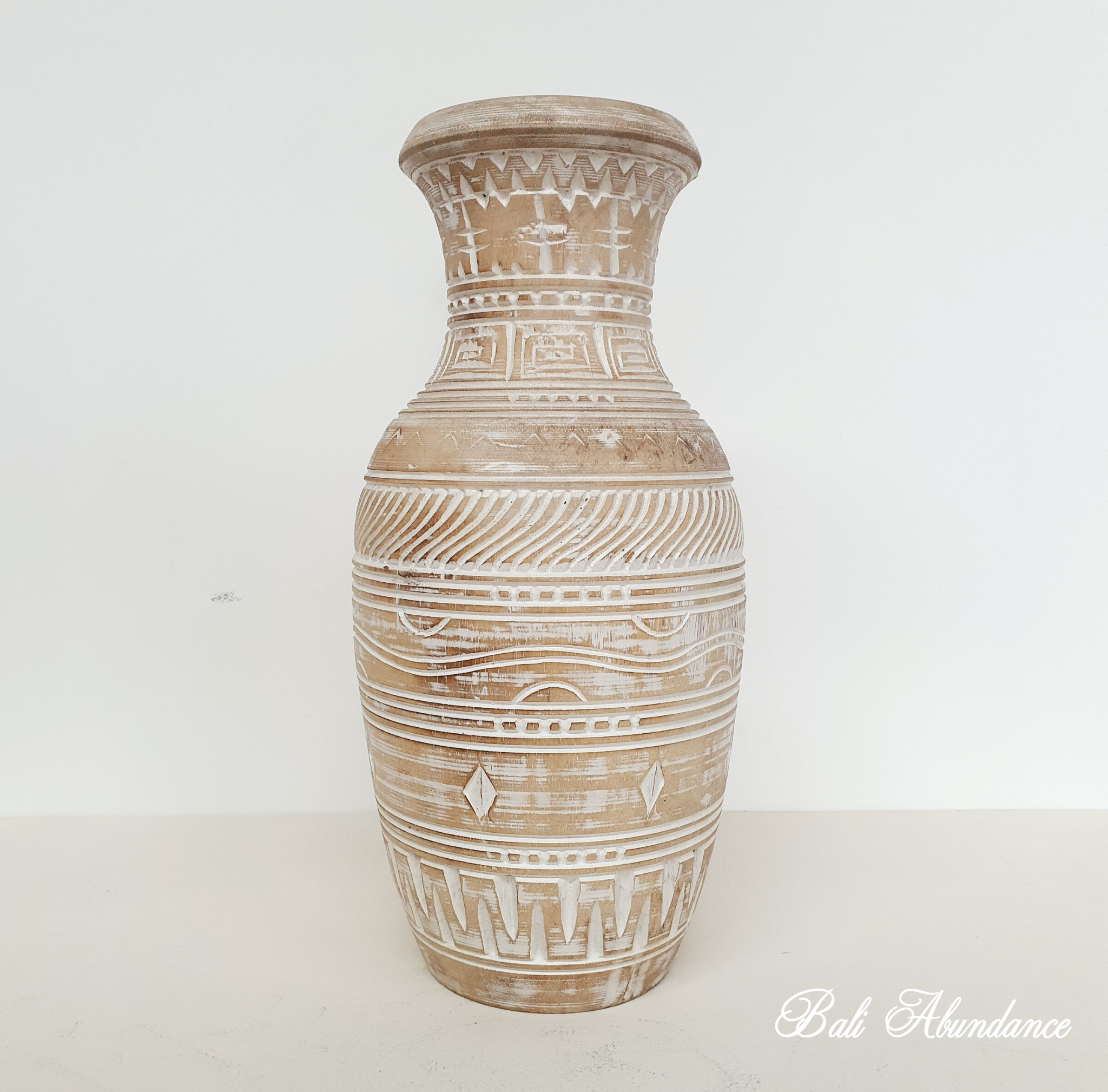Handmade Wooden Timor Vase - Natural Home Decor for Flowers, Centerpiece & Boho Style Living Room Decorations