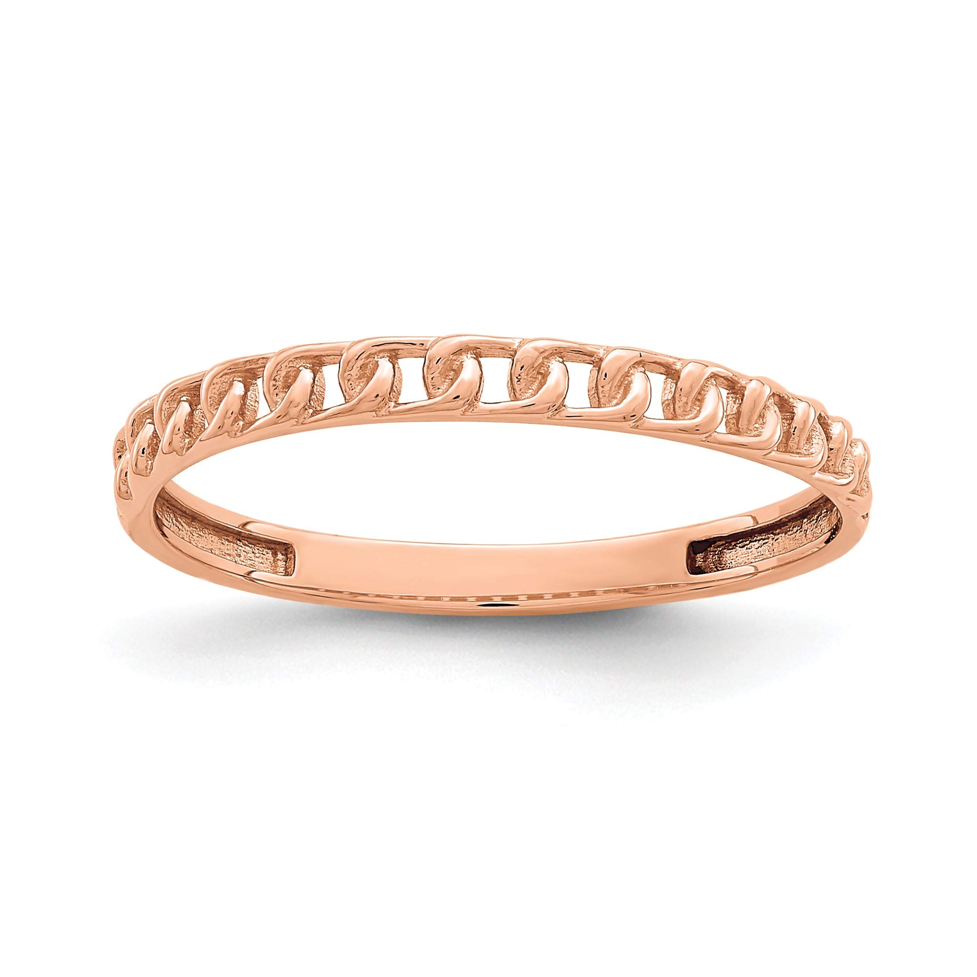 14K Rose Gold Link Chain Ring for Women - Size 7, Dainty Minimalist Jewelry Gift for Her - Perfect for Anniversary, Valentine's Day & Everyday Wear
