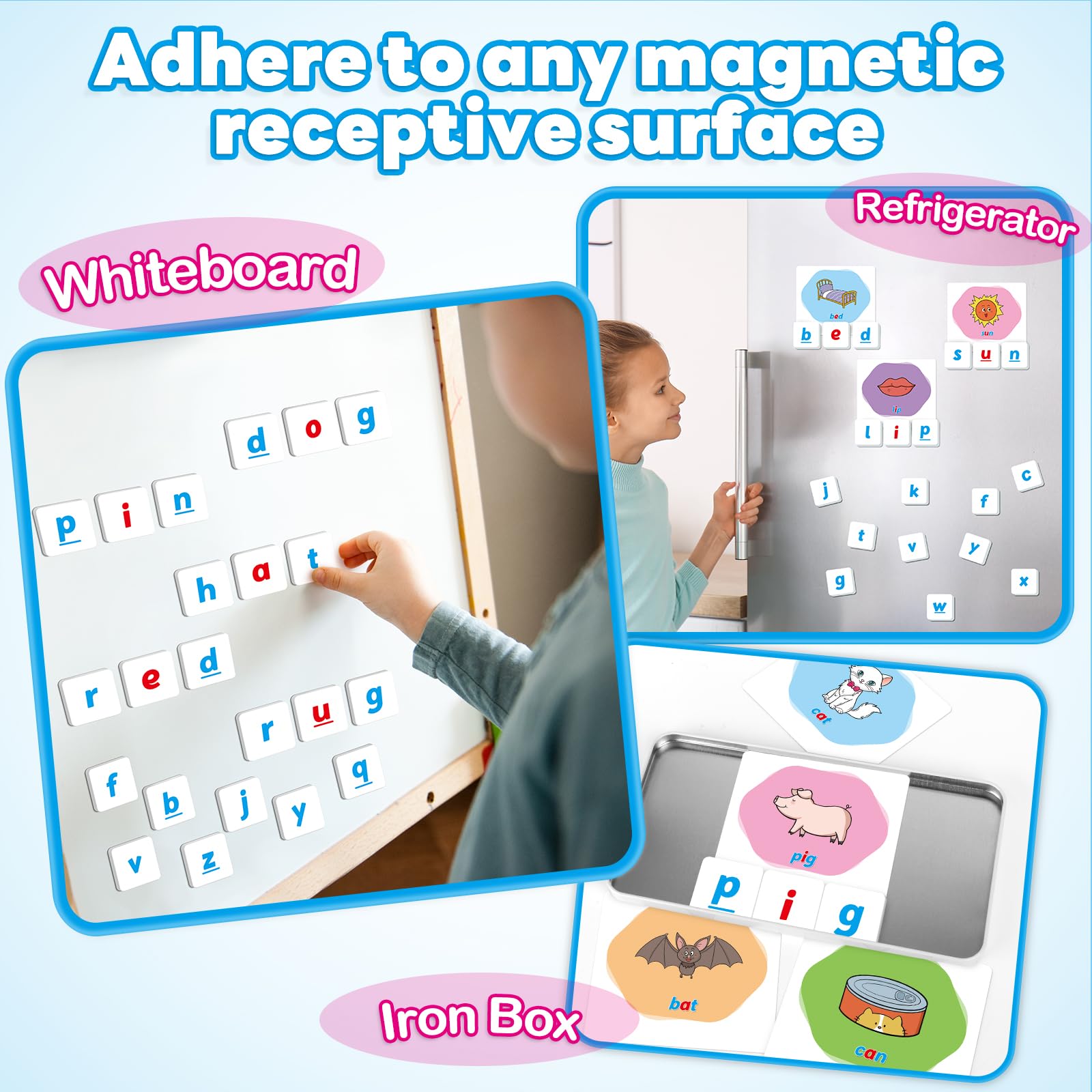 Magnetic Alphabet Letters & Phonics Flash Cards Set - CVC Word Games, ABC Refrigerator Magnets for Kids, Speech Therapy & Spelling Learning Toys for Toddlers and Preschool Classroom - Perfect for Homeschooling, Early Education, and Interactive Play