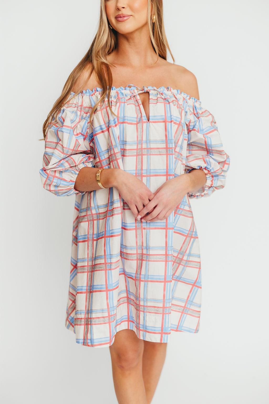 Inaya 100% Cotton Puff Sleeve Babydoll Mini Dress - Blue Multi Floral Print Summer Dress for Women | Casual Wear, Beach Vacation, Date Night Outfit