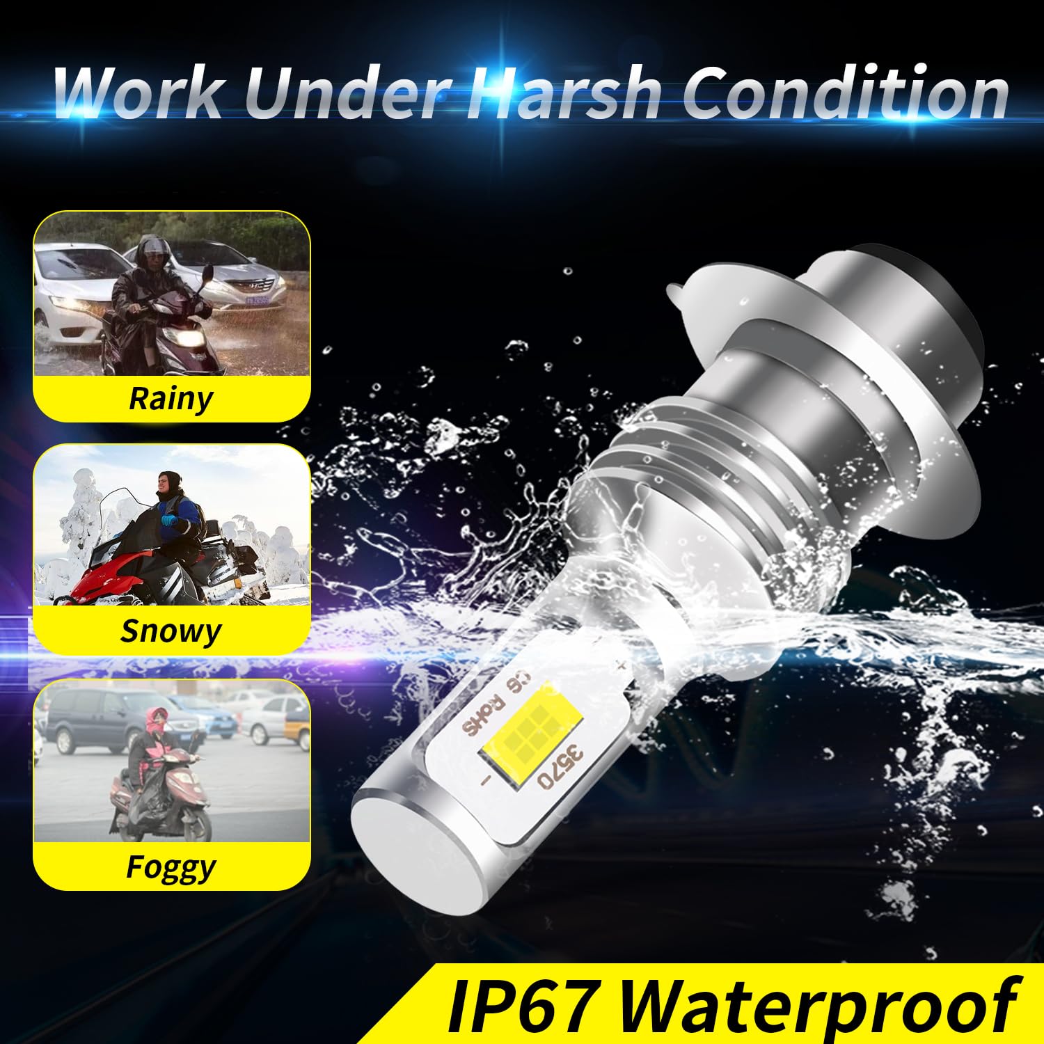 H6M Motorcycle ATV Fog Light Bulbs - 6000LM 6000K White, 400% Brighter - Compatible with Honda TRX300 TRX200 TRX250 TRX350 TRX400 TRX450 TRX700 FL350R ATC350X - Plug & Play 2-Pack - Perfect for Off-Roading, Night Riding & Trail Adventures