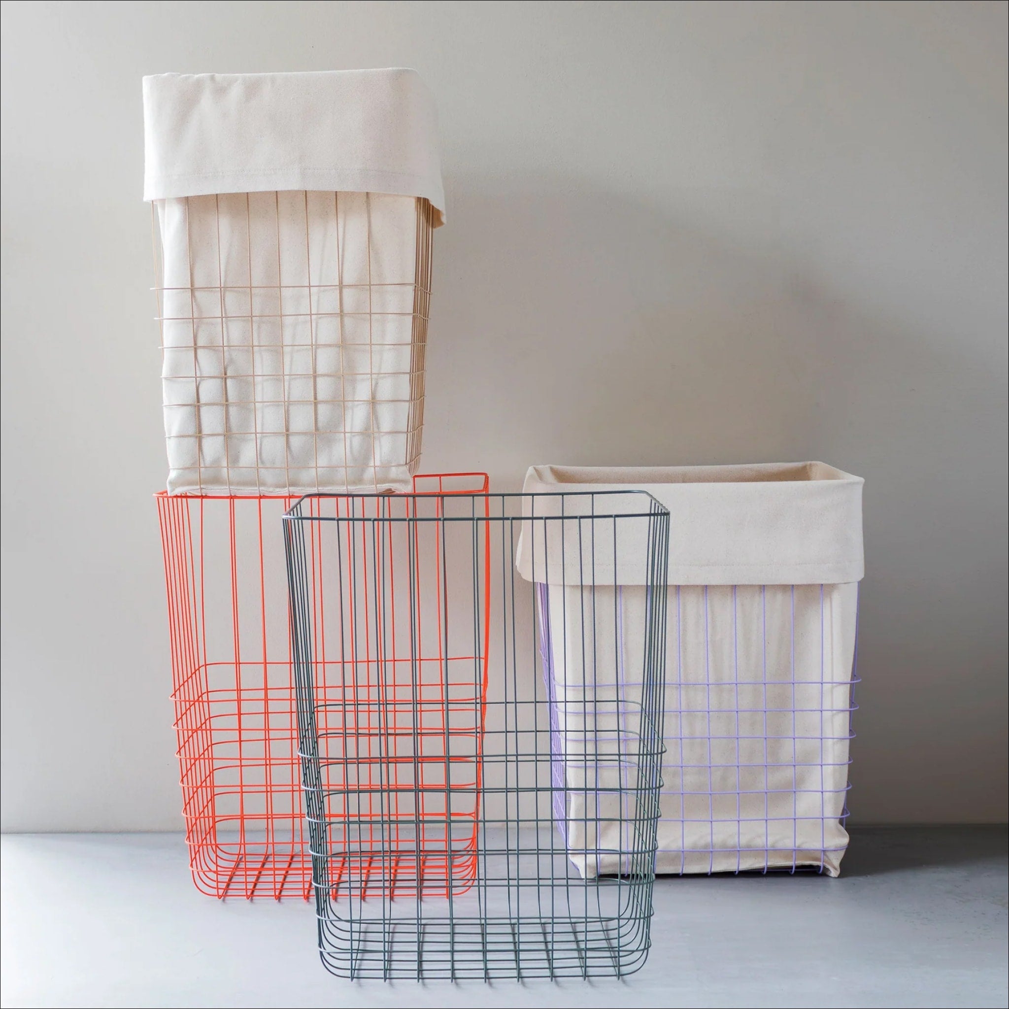 METTE DITMER Large Laundry Basket with Canvas Bag - 50cm Tall, Sand Color | Perfect for Bedroom, Bathroom & Laundry Room Organization