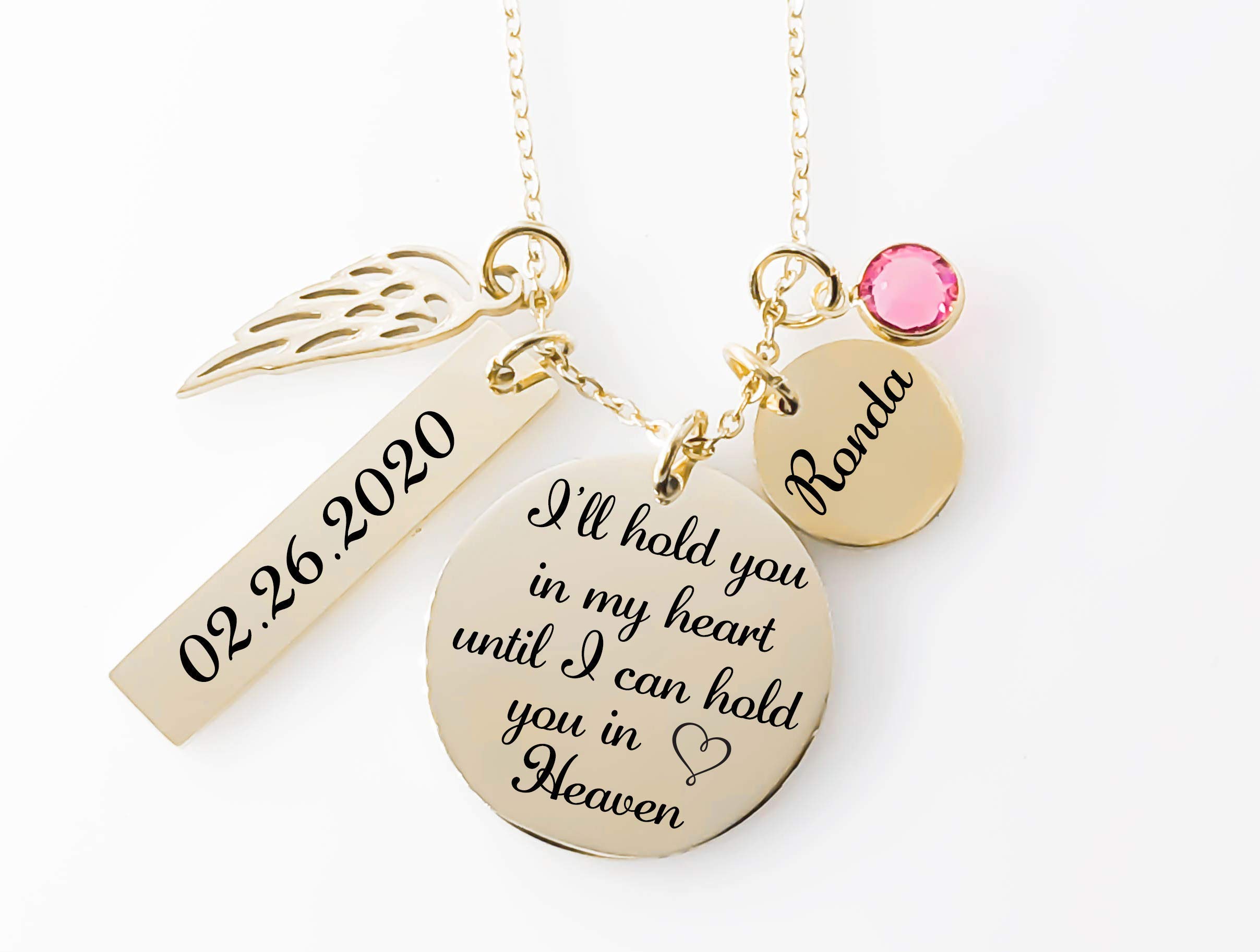 Memorial Necklace for Women - Gold or Rose Gold Sympathy Gift for Loss of Loved One - Thoughtful Bereavement Jewelry for Mom, Sister, Wife - Perfect for Funerals, Anniversaries & Keepsakes