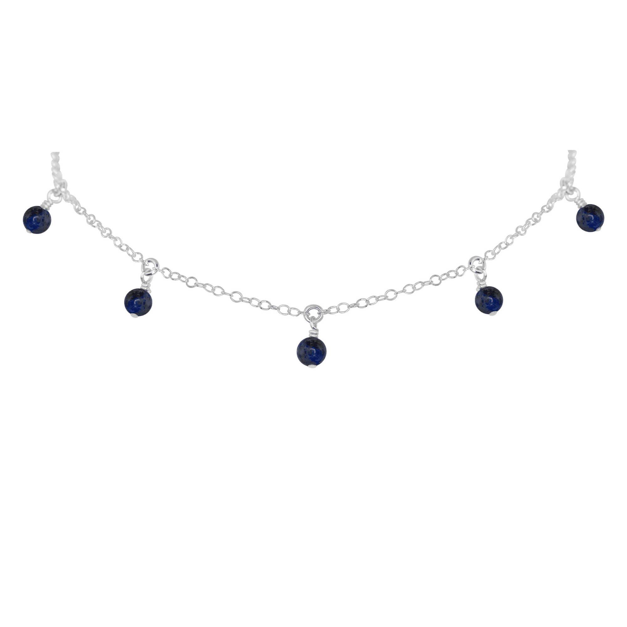 Elegant Sapphire Bead Drop Choker Necklace – Dainty Blue Gemstone Jewelry for Women | Perfect for Weddings, Parties & Date Nights