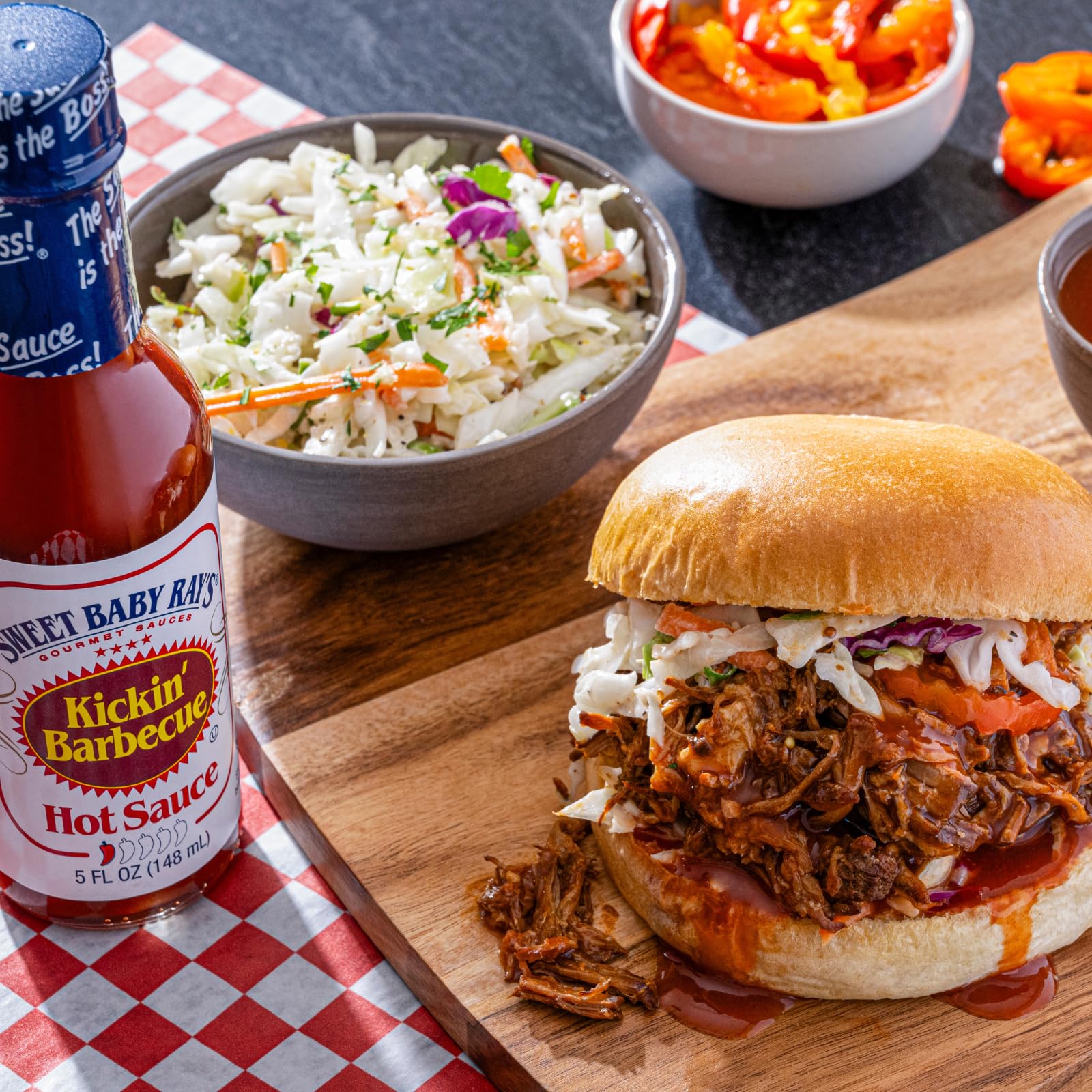 Sweet Baby Ray’s Kickin' Barbecue Hot Sauce - 5 Fl Oz (Pack of 3) - Spicy BBQ Glaze for Wings, Ribs & Grilling - Perfect for Summer Cookouts & Tailgating
