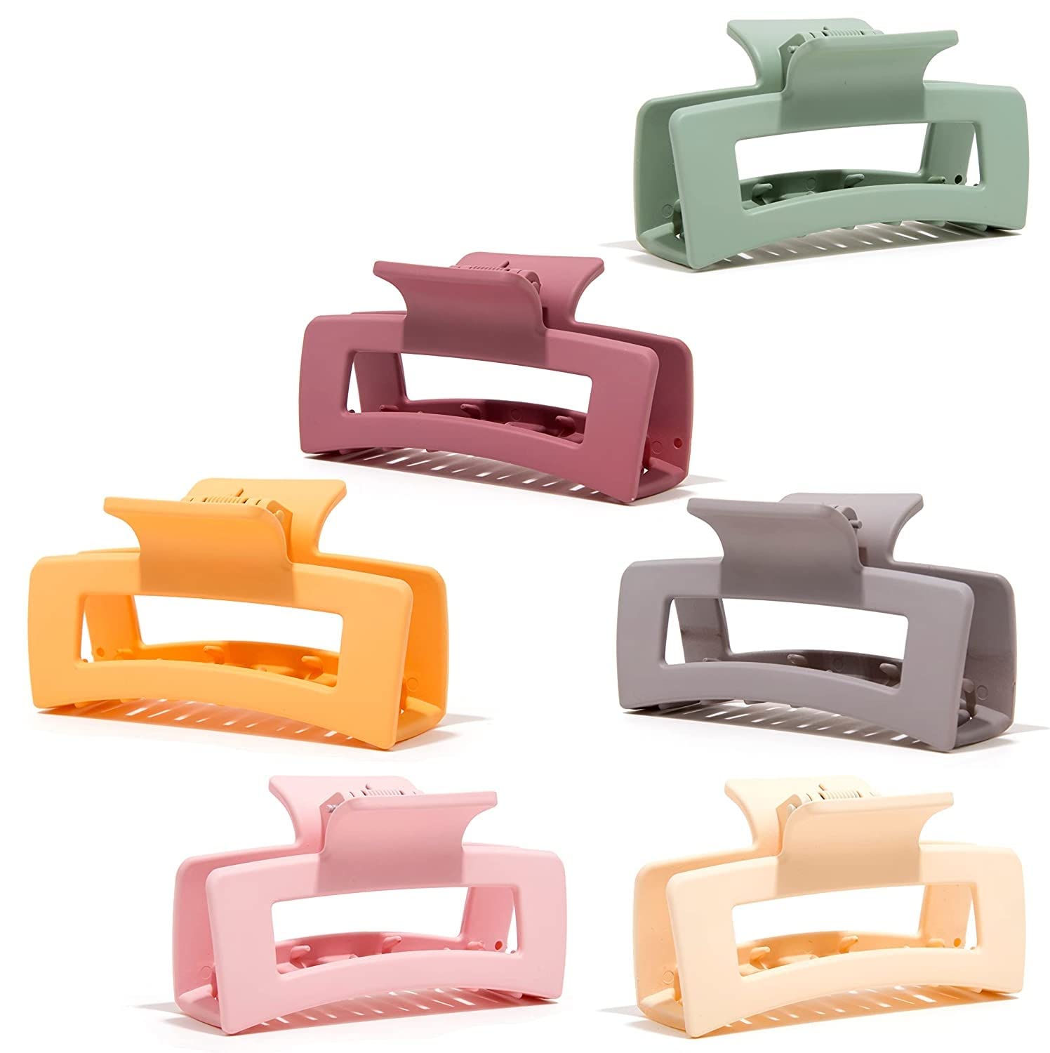 ALIBA COLLECTION Large Hair Claw Clips for Women - Pastel Matte Rectangle Hair Clips Set of 6 - Perfect for School, Work, Gym & Everyday Hairstyles