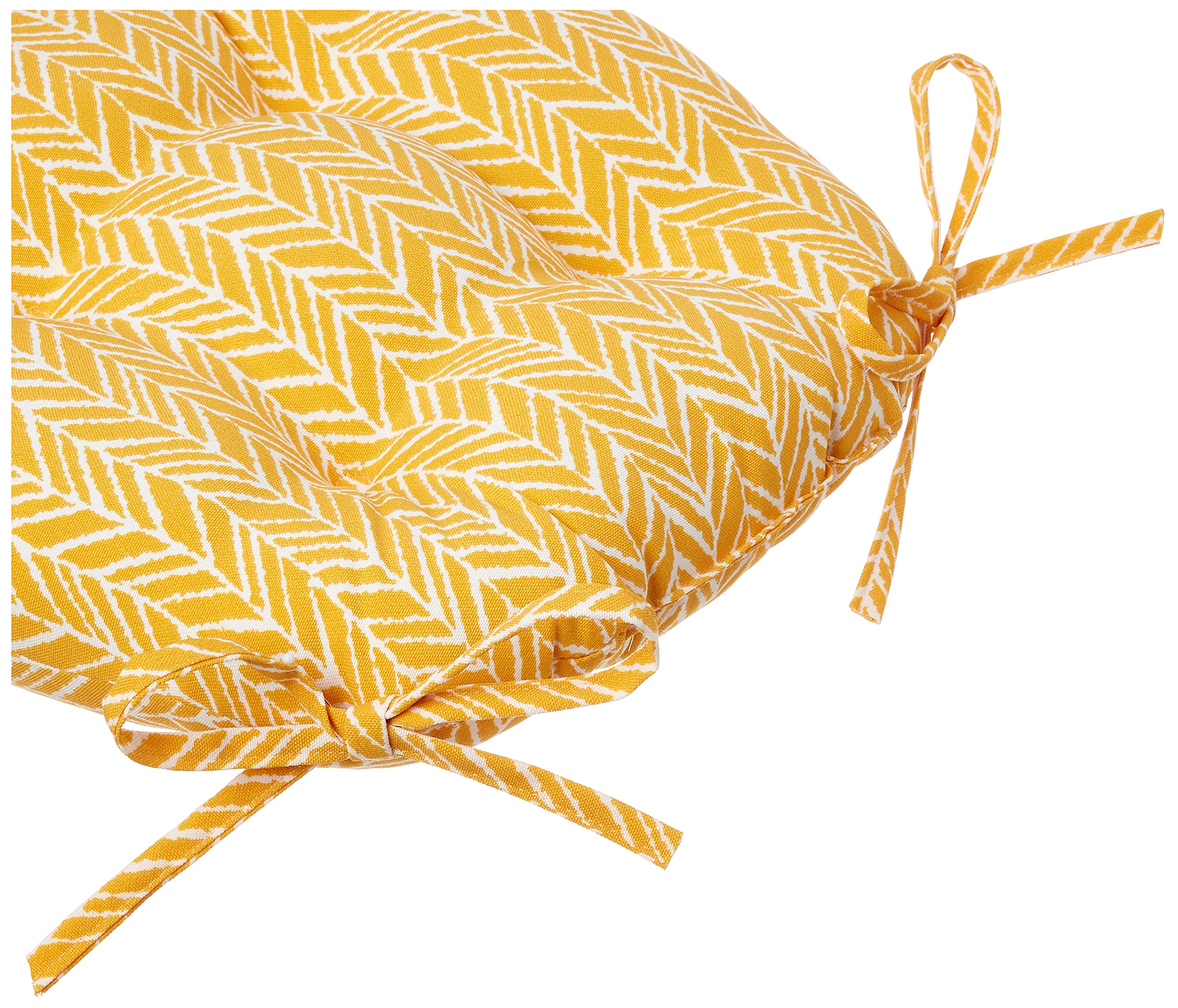 Premium Herringbone Pattern Chair Cushions - Set of 2 Egg Yolk Yellow Outdoor/Indoor Seat Pads - Water-Resistant & Comfortable - Perfect for Patio Furniture, Dining Chairs, and Deck Lounging