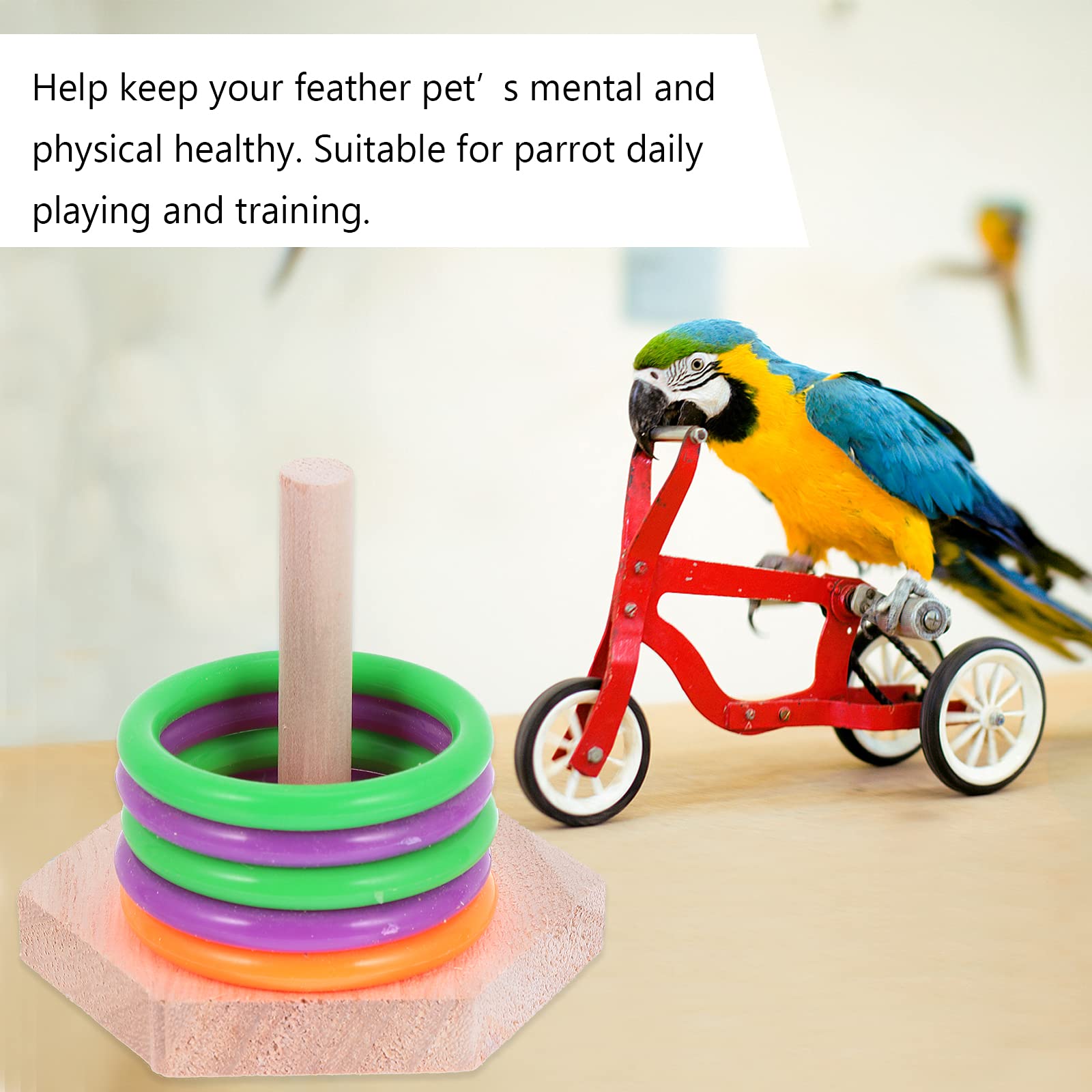 Baluue Parrot Toy - Interactive Bird Trick Toy, Intelligence Training & Stacking Rings for Parrots - Educational Pet Bird Tabletop Toy for Playtime & Mental Stimulation - Perfect for Macaws, Cockatoos & African Greys