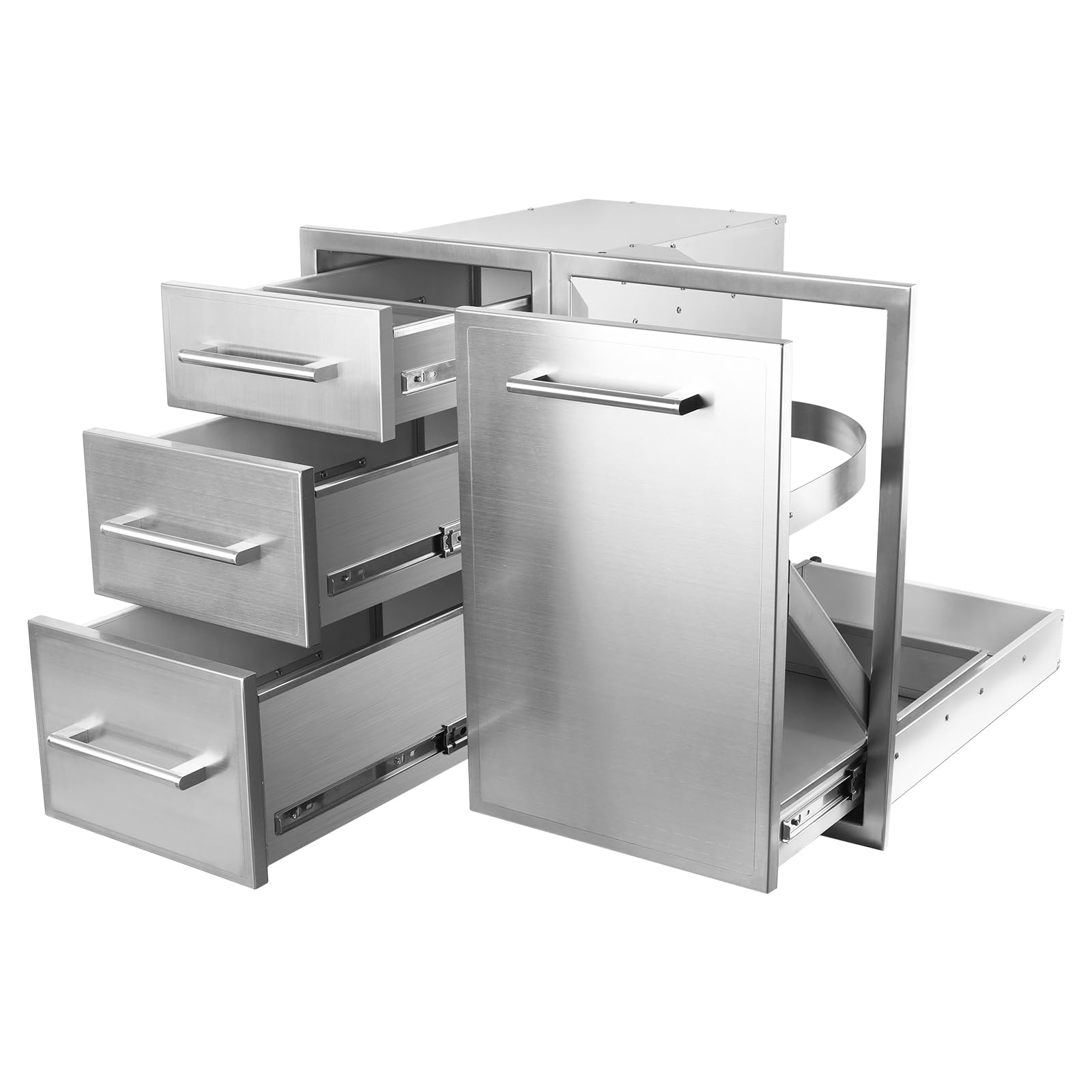 Outdoor Kitchen Drawer Combo with BBQ Access Trash Drawer & Propane Tank Tray - 29.5