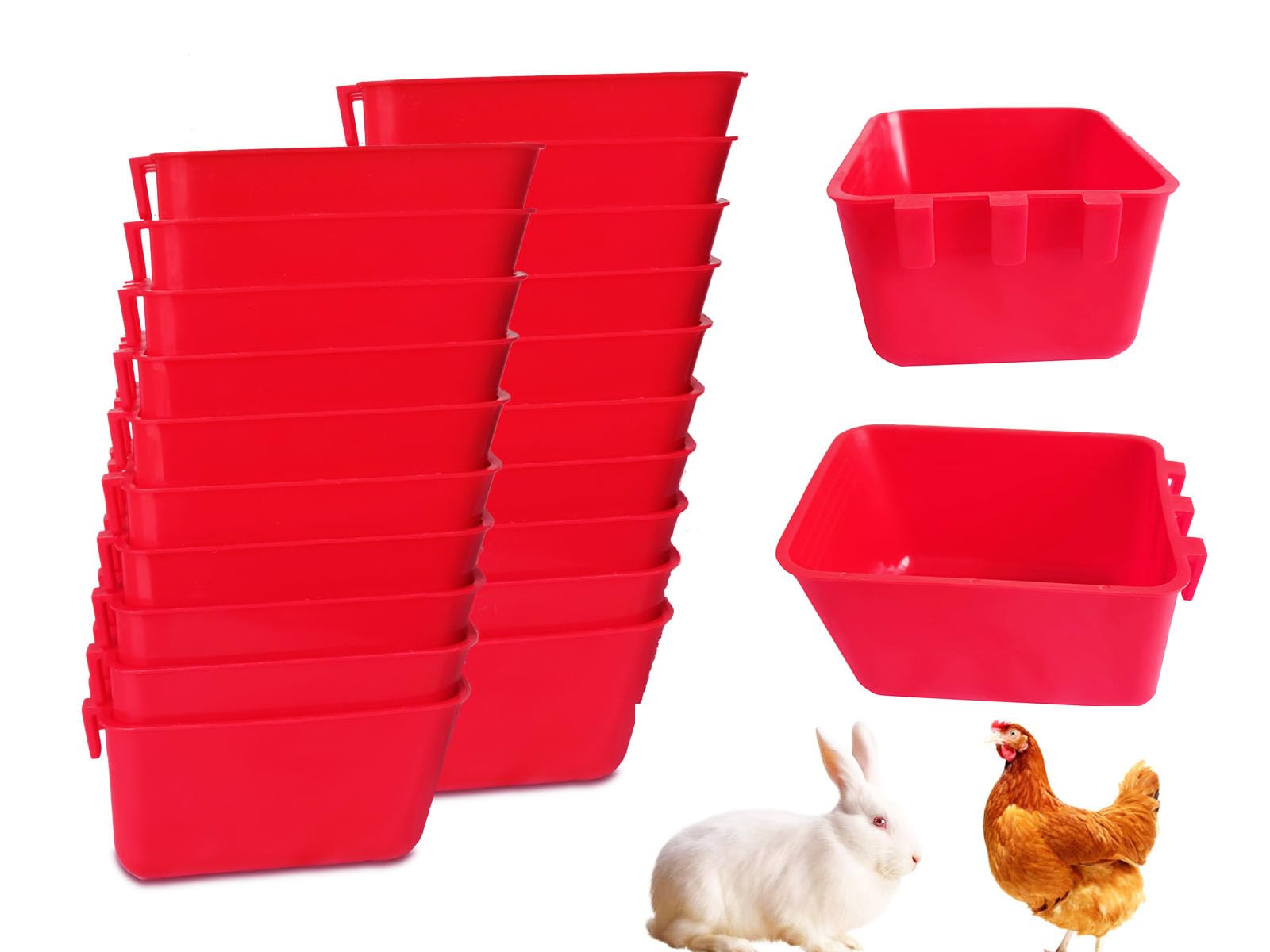 20 Pack Bird Feeders & Water Bowls - 16oz Hanging Cage Cups for Parrots, Chickens, Pigeons & Small Pets - Durable Seed & Water Dishes for Bird Cages, Coops & Aviaries - Perfect for Feeding & Watering Birds at Home or Farm