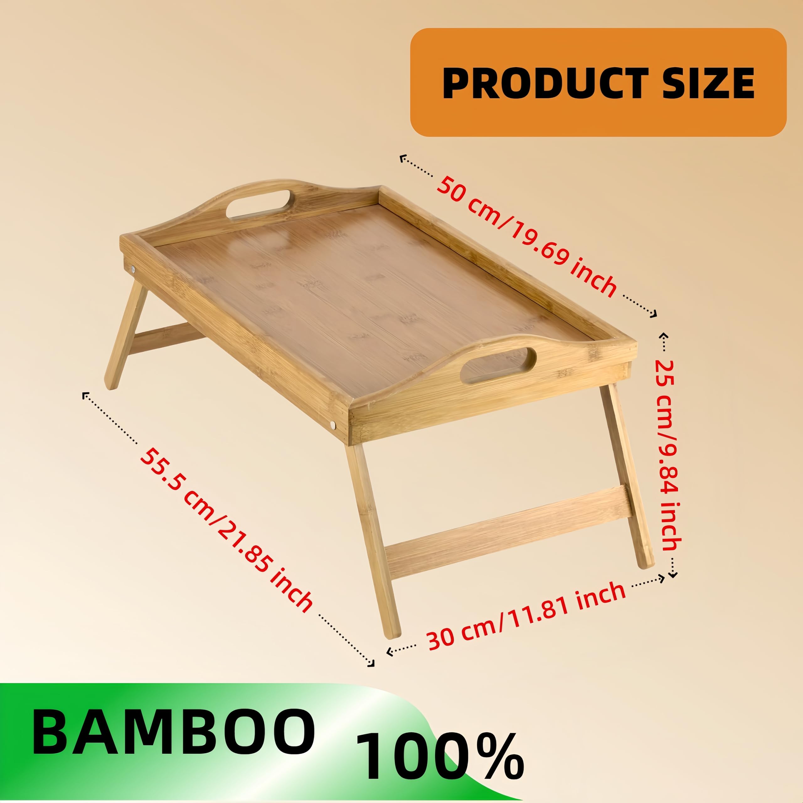Foldable Wooden Bed Tray with Adjustable Legs - Breakfast, Snack & Work Tray for Sofa, Bed or Lap Desk - Perfect for Eating, Working & Relaxing in Bed or Living Room