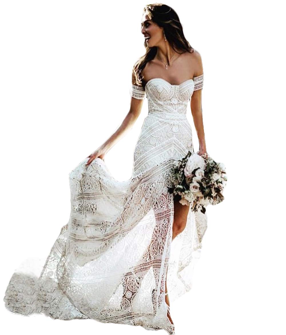 Elegant Boho Beach Wedding Dress with Soft Lace & Sweetheart Neckline - Long Mermaid Bridal Gown for Bohemian Brides | Perfect for Beach Weddings, Destination Elopements & Romantic Photoshoots
