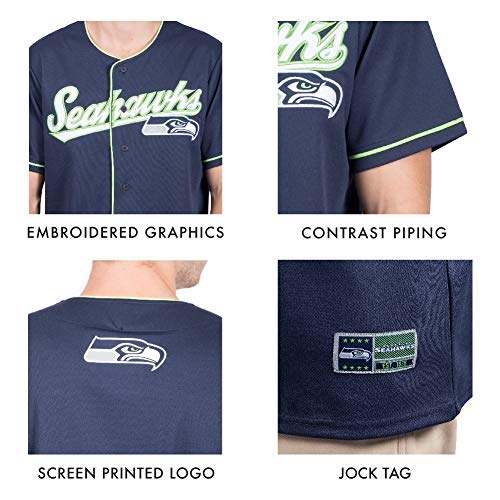 NFL Men's Game Day Button Down Baseball Mesh Jersey Shirt - Breathable & Comfortable for Football Fans - Perfect for Tailgating, Game Day & Sports Events