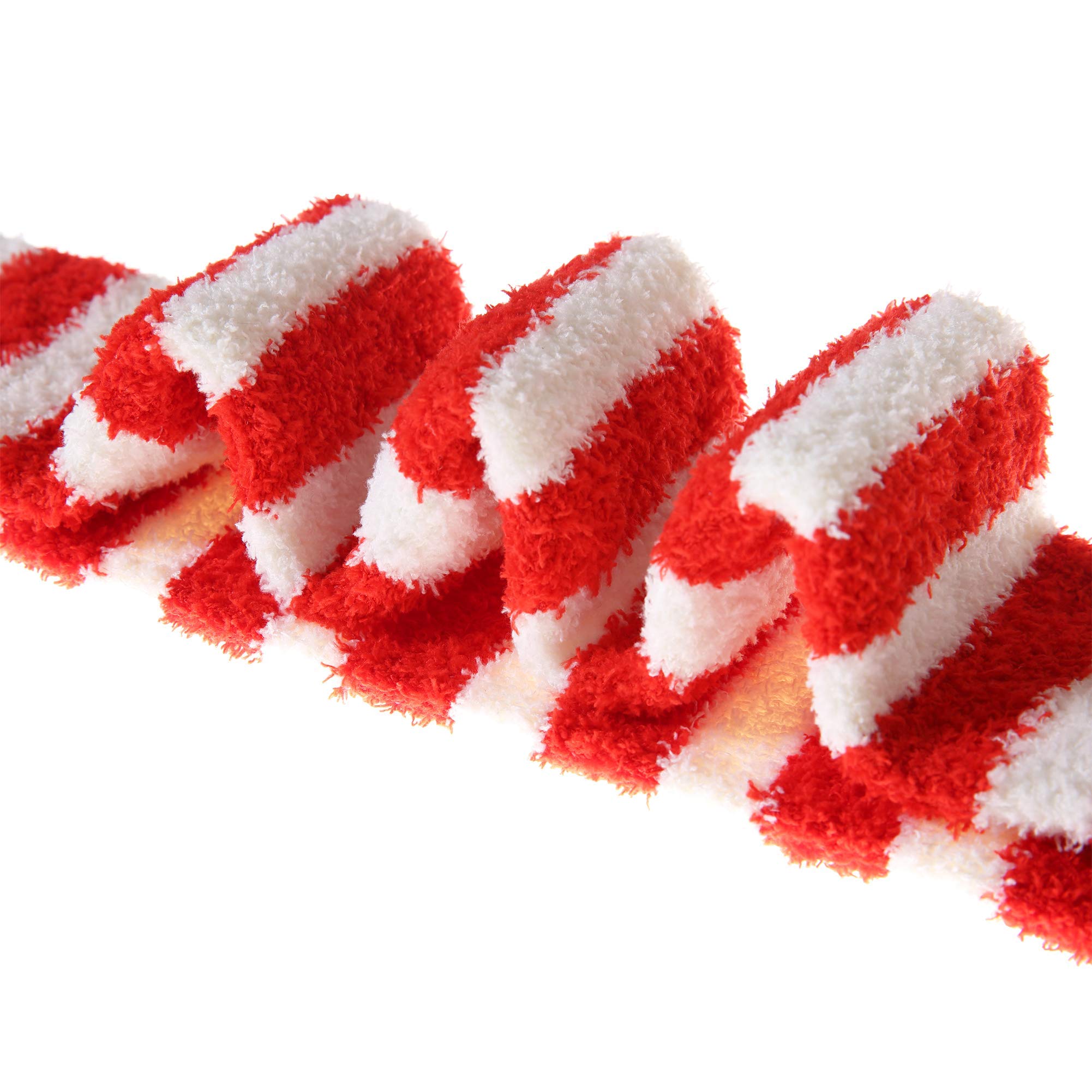 Wander G Women's Over Knee High Fuzzy Socks - Cute Cartoon Thigh High Stockings, Warm Striped Leg Warmers for Winter, Christmas Gifts, Lounge & Home Comfort
