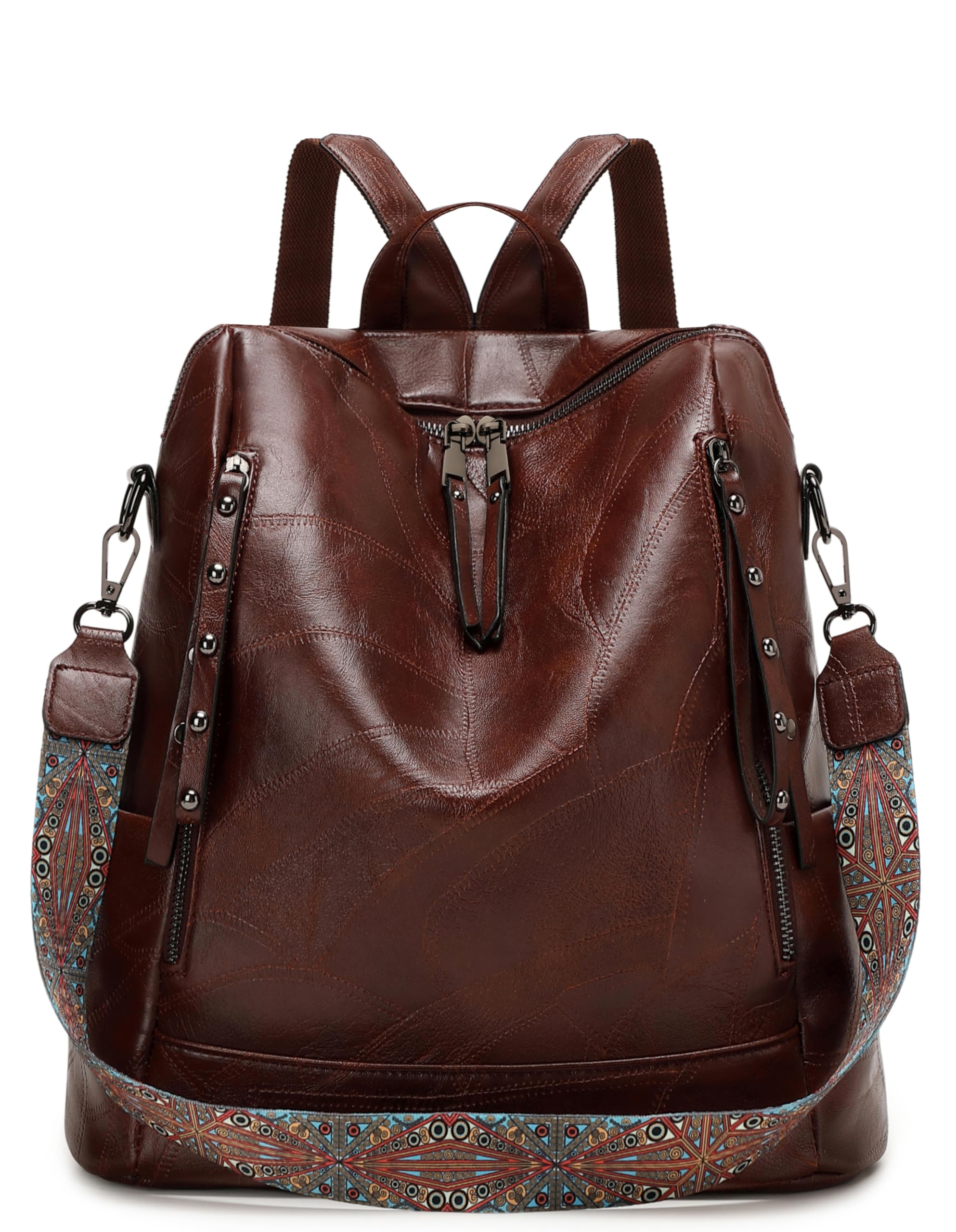 Stylish Leather Backpack Purse for Women - Travel Laptop Bag with Shoulder Strap, Fashion Designer Handbag in Brown | Perfect for Work, Commute & Weekend Getaways
