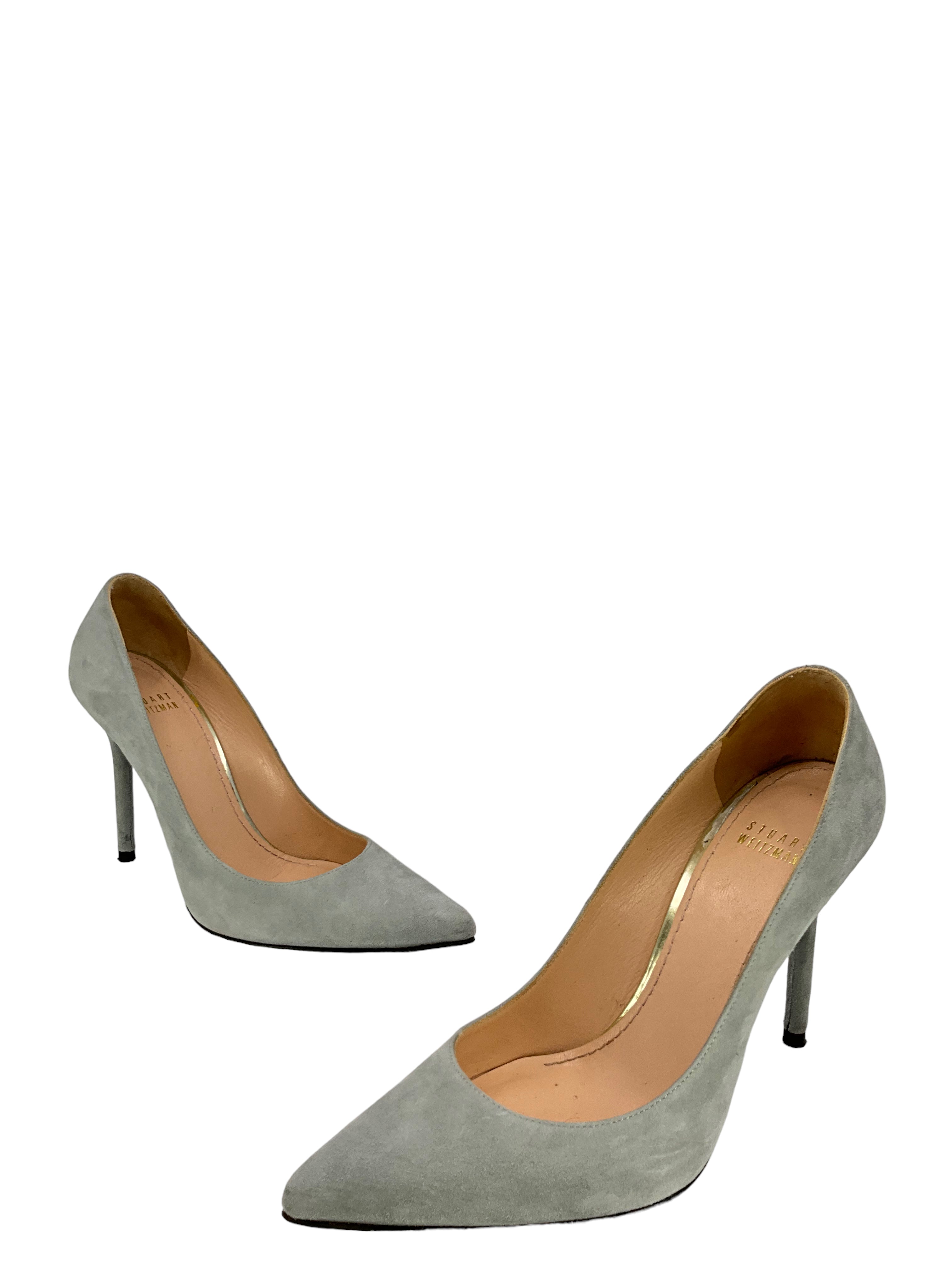 Stuart Weitzman Gray Suede High Heel Pumps Women's Size 7 - Perfect for Office, Parties & Special Occasions