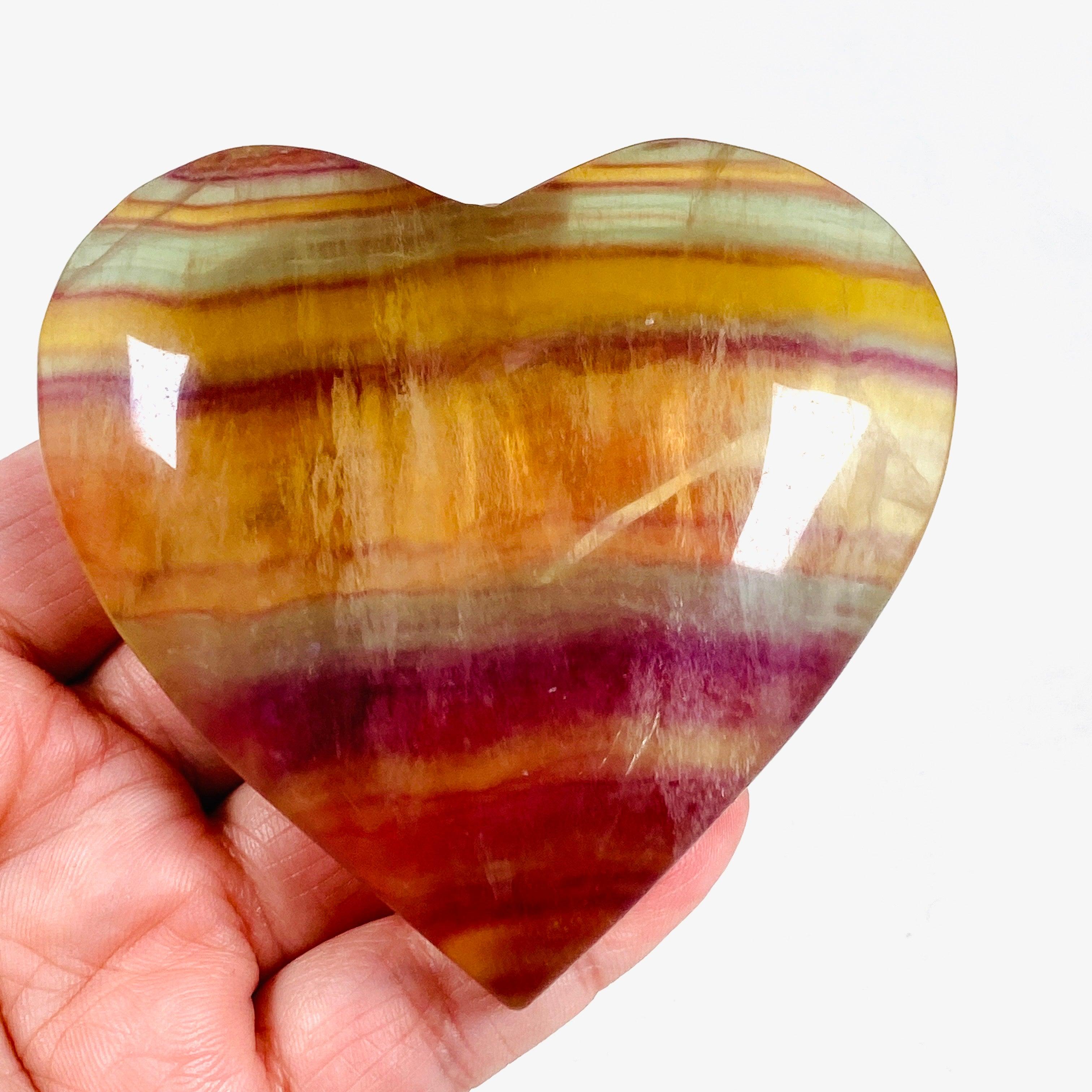 Rainbow Fluorite Heart Pendant RFH-03 - Healing Crystal Jewelry for Meditation, Energy Balancing & Spiritual Growth