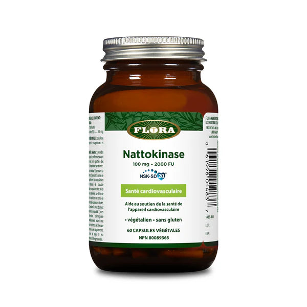 Flora Nattokinase NSK SD® 100mg 2000 FU - 60 Vegetarian Capsules for Heart Health & Circulation Support - Perfect for Daily Cardiovascular Wellness Routine
