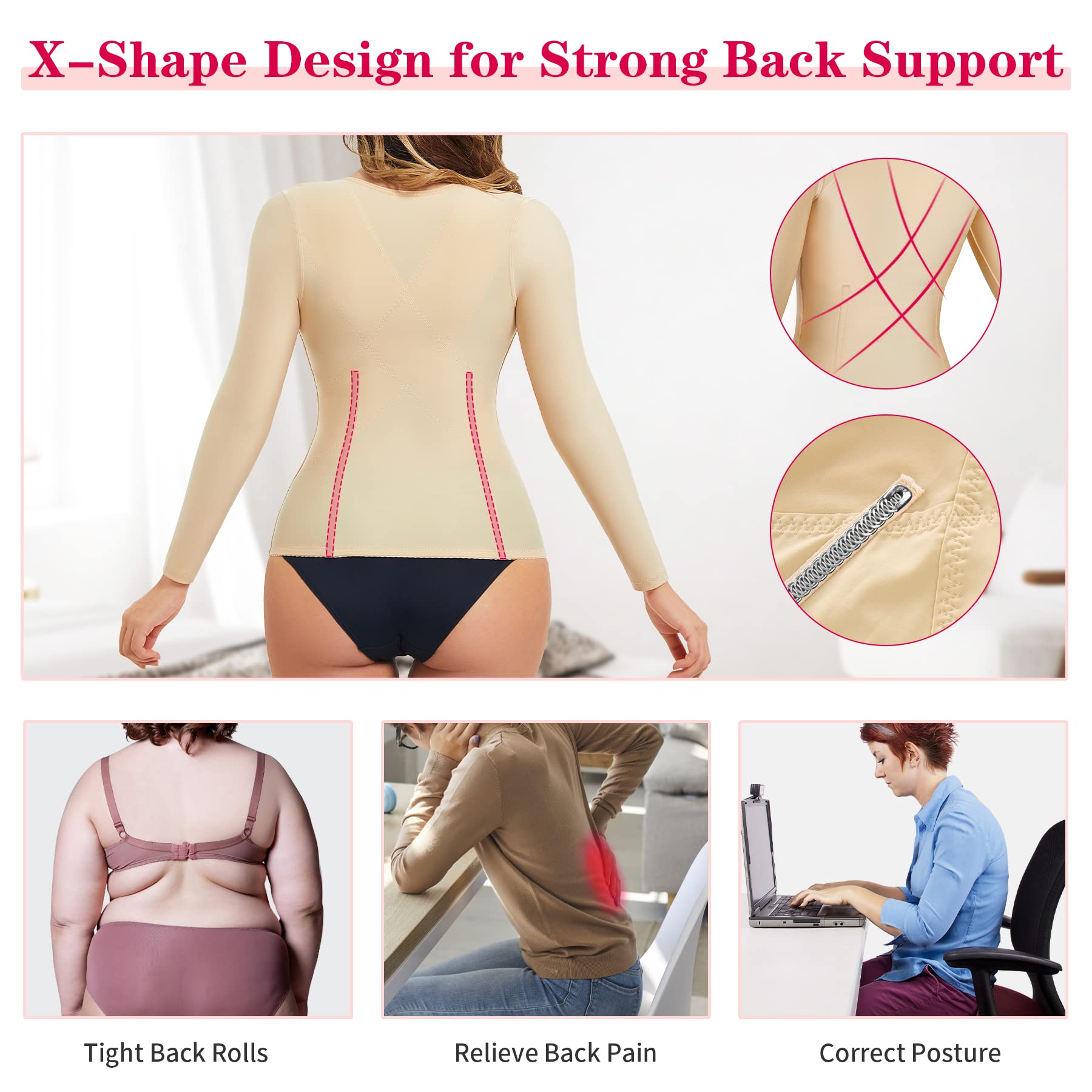 Gotoly Women's Waist Trainer Corset - Tummy Control Shapewear for Postpartum & Post Surgery - Arm Shaper & Body Slimmer Compression Top for Workouts & Special Occasions
