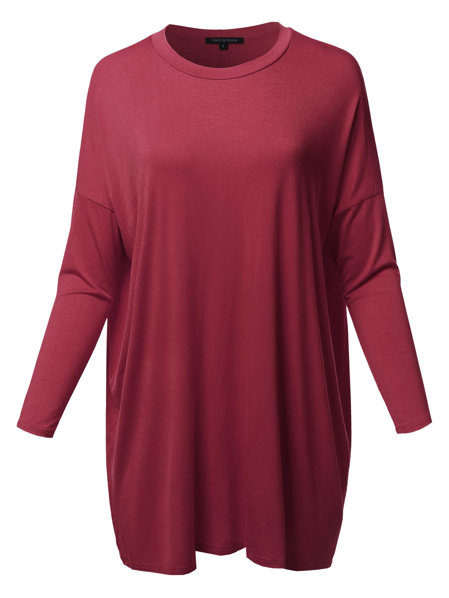 Emma Women's Casual Loose Fit Dolman Sleeve Tunic Dress Top - Comfortable Flowy Blouse for Everyday Wear, Work & Weekend Outfits