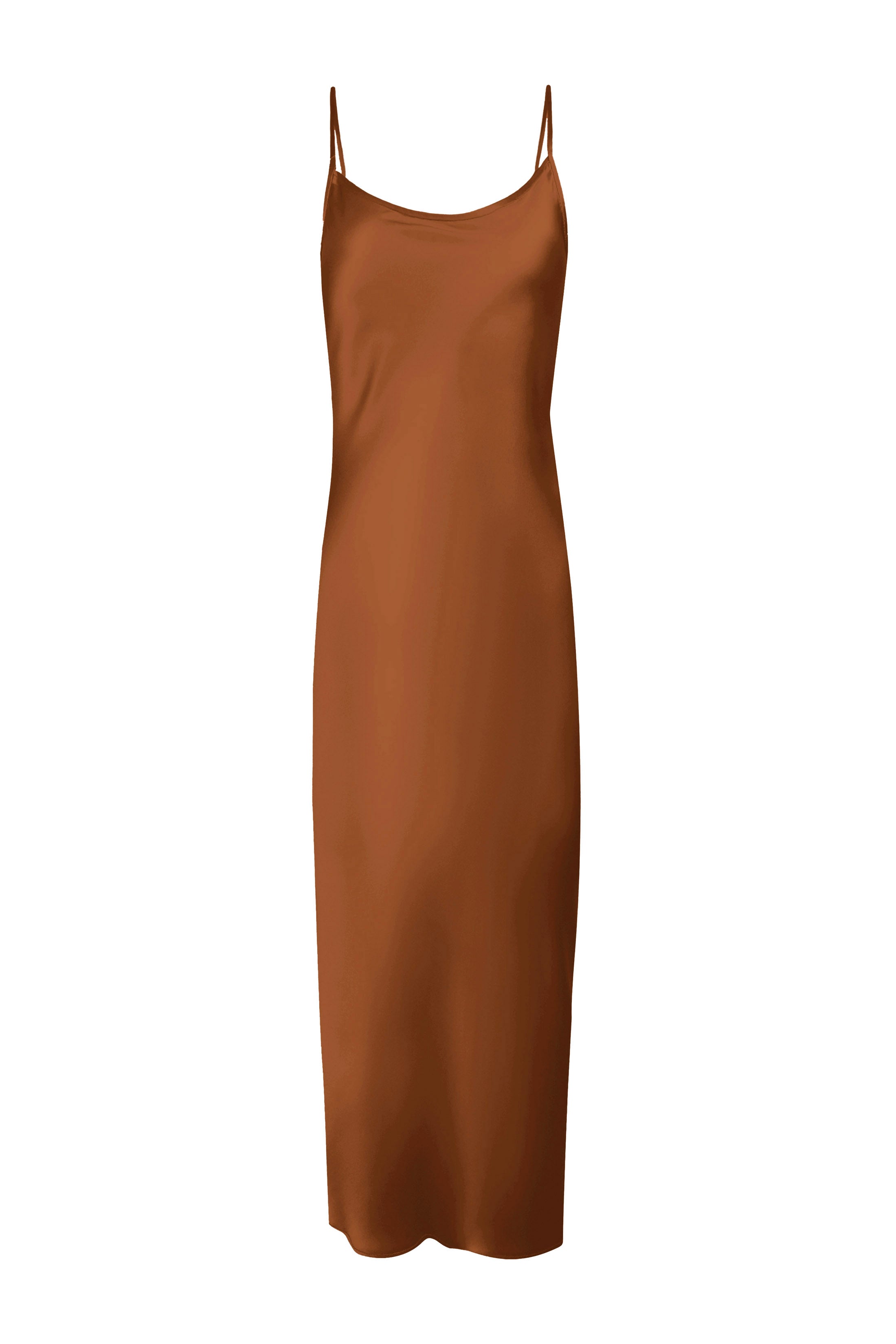 BM Minimal Slip Dress - Elegant Walnut Brown Satin Nightgown & Loungewear for Women | Perfect for Sleepwear, Bridal Shower, and Special Occasions
