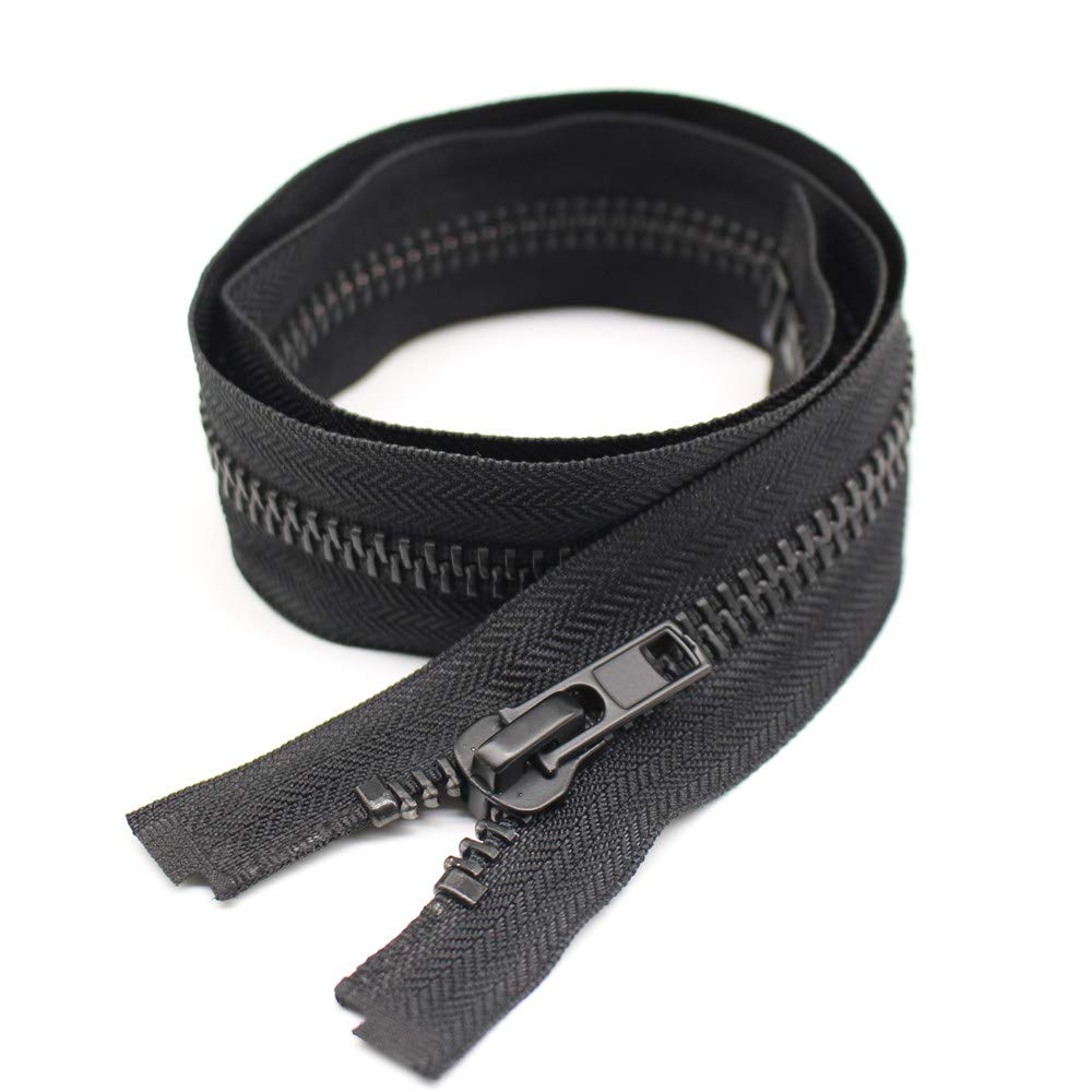 Heavy Duty 27 Inch Black Nickel Metal Zipper for Jackets, Coats & Crafts - Large Y-Teeth Separating Jacket Zipper - Durable Sewing Supplies for DIY & Fashion Design (27