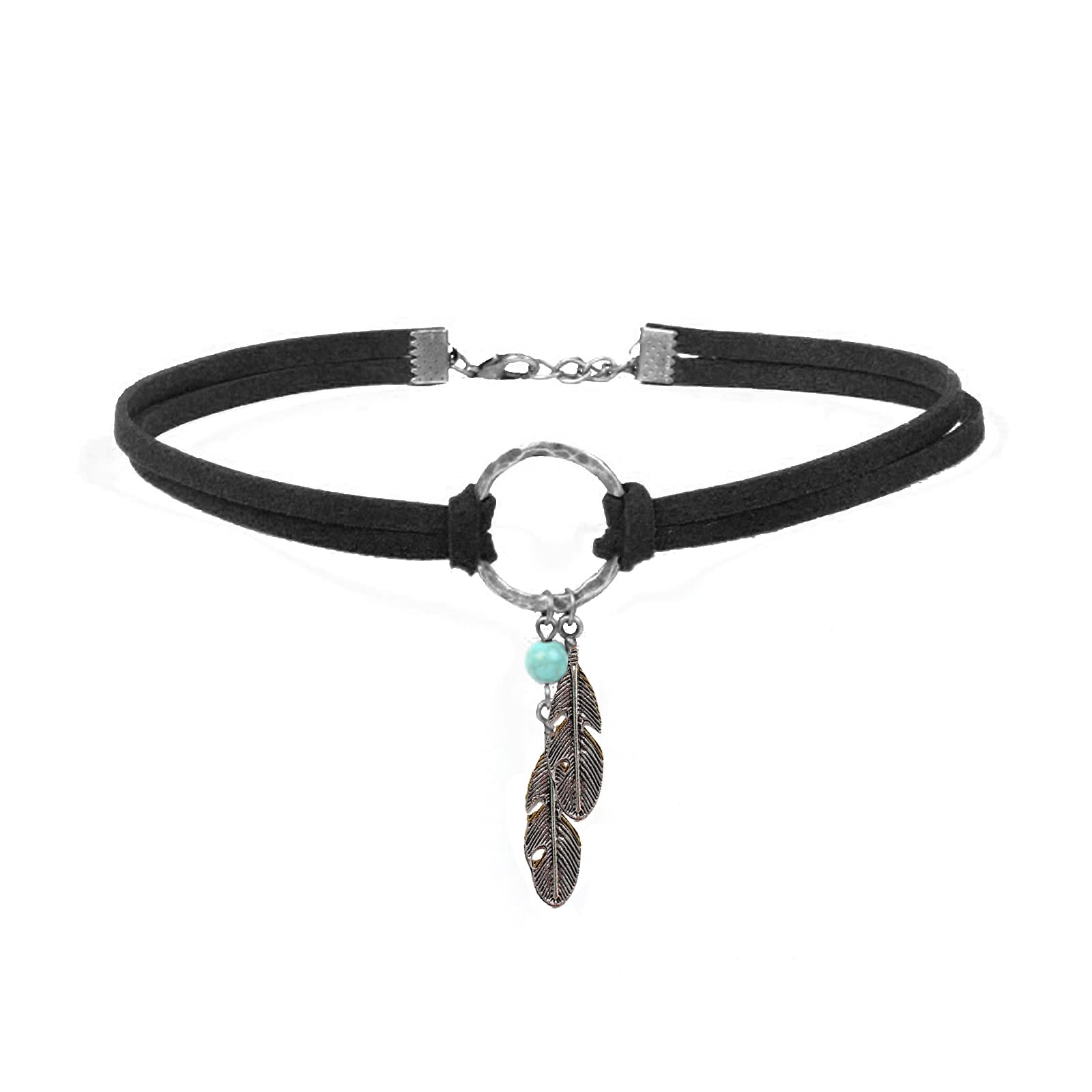 Boho Turquoise Suede Necklace for Women - Long Layered Western Jewelry for Country Concerts, Rodeo Outfits & Beach Essentials | Perfect for Festival Fashion, Summer Accessories & Boho Chic Style